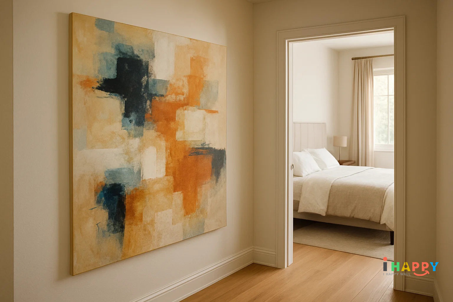 Before & After: How Abstract Canvas Art Transforms a Plain Hallway