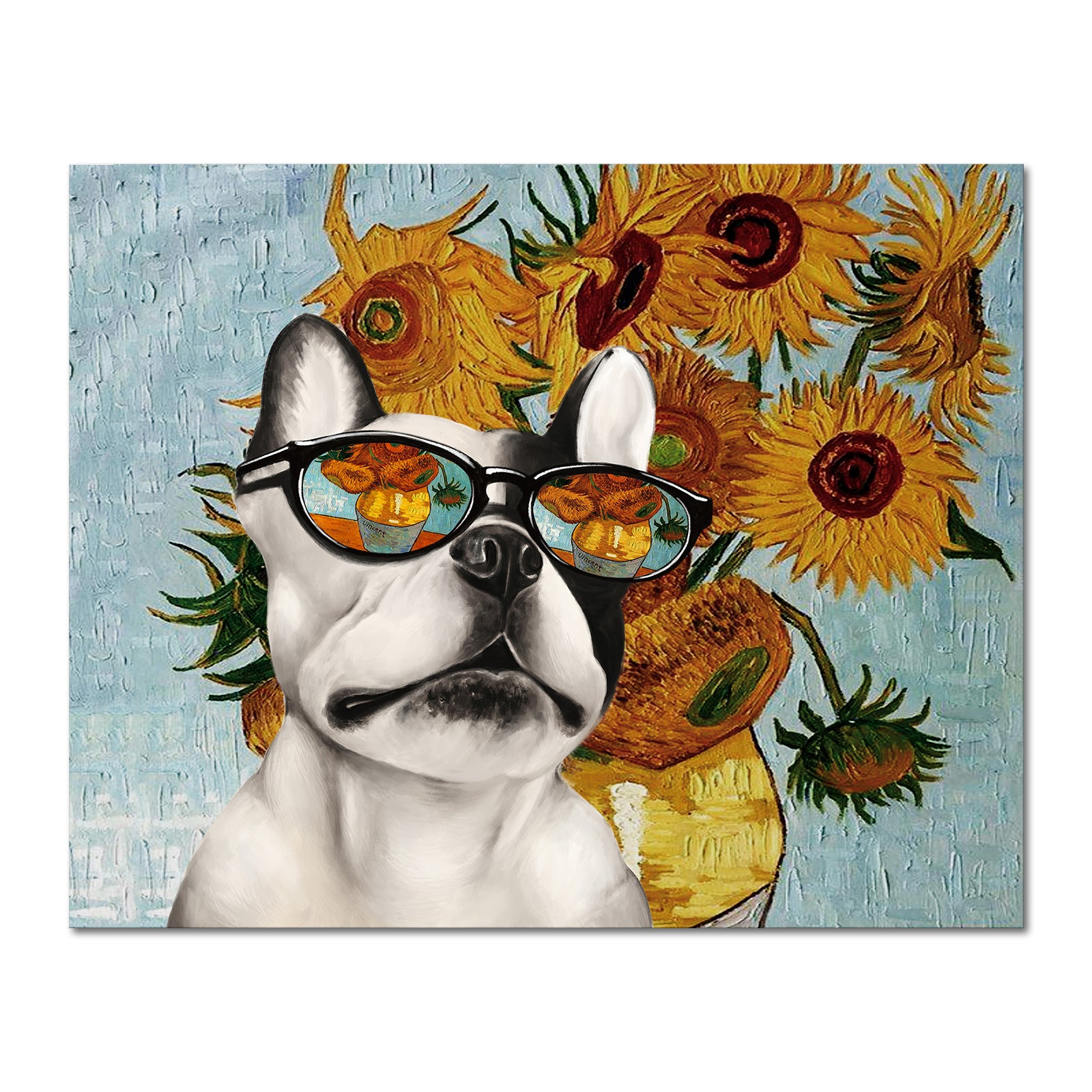 Sunflower dog in sunglasses Horizontal Pet Wall Art