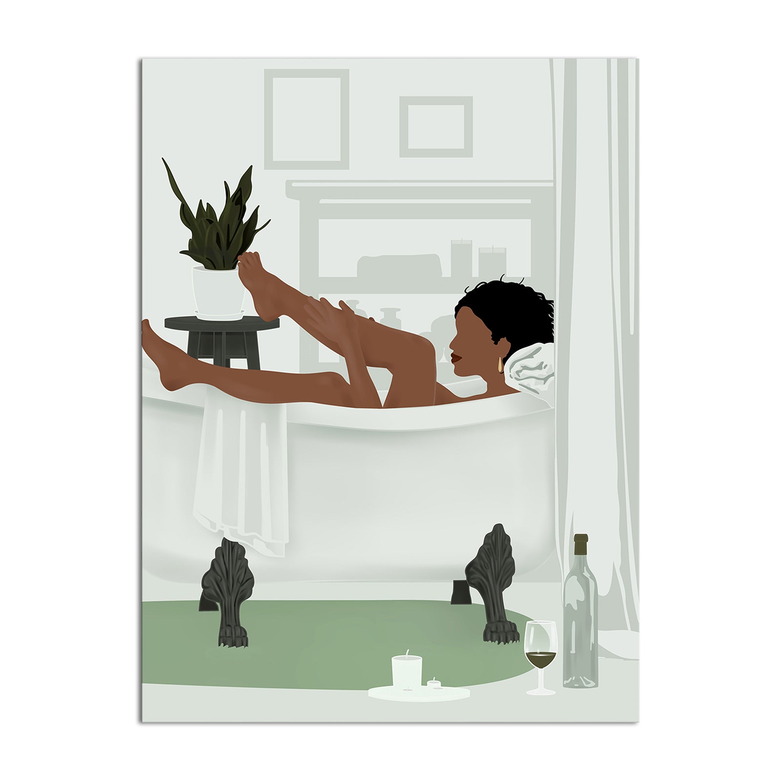 Relaxing bath bathroom decoration print painting hanging painting rental house