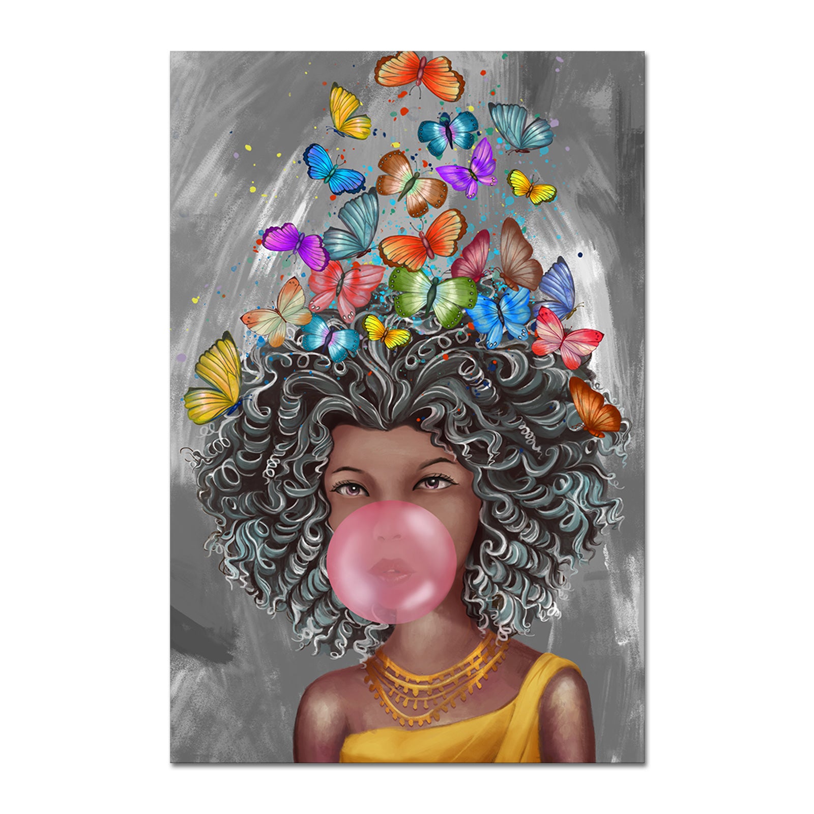 Joyful Girl Blowing Bubbles budget-friendly canvas prints with fast shipping