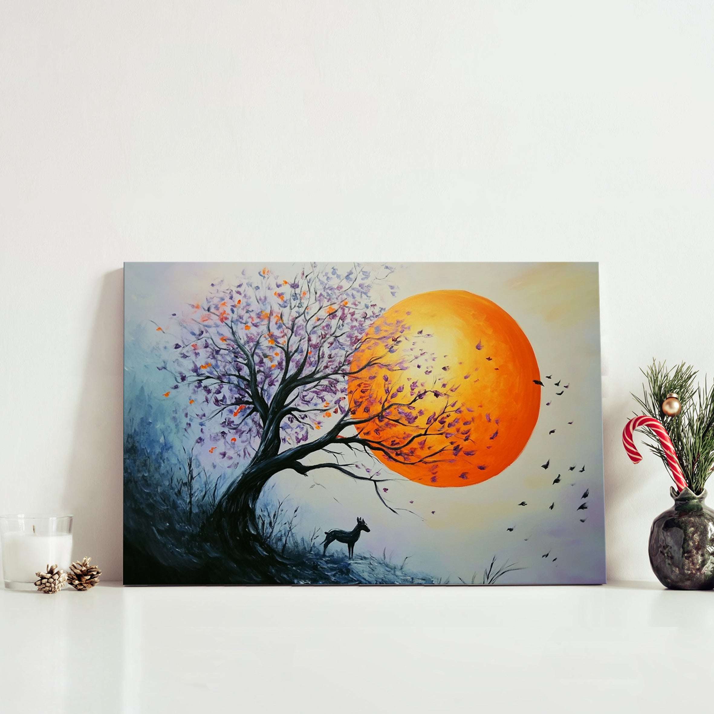 Trees And Deer Under The Sun