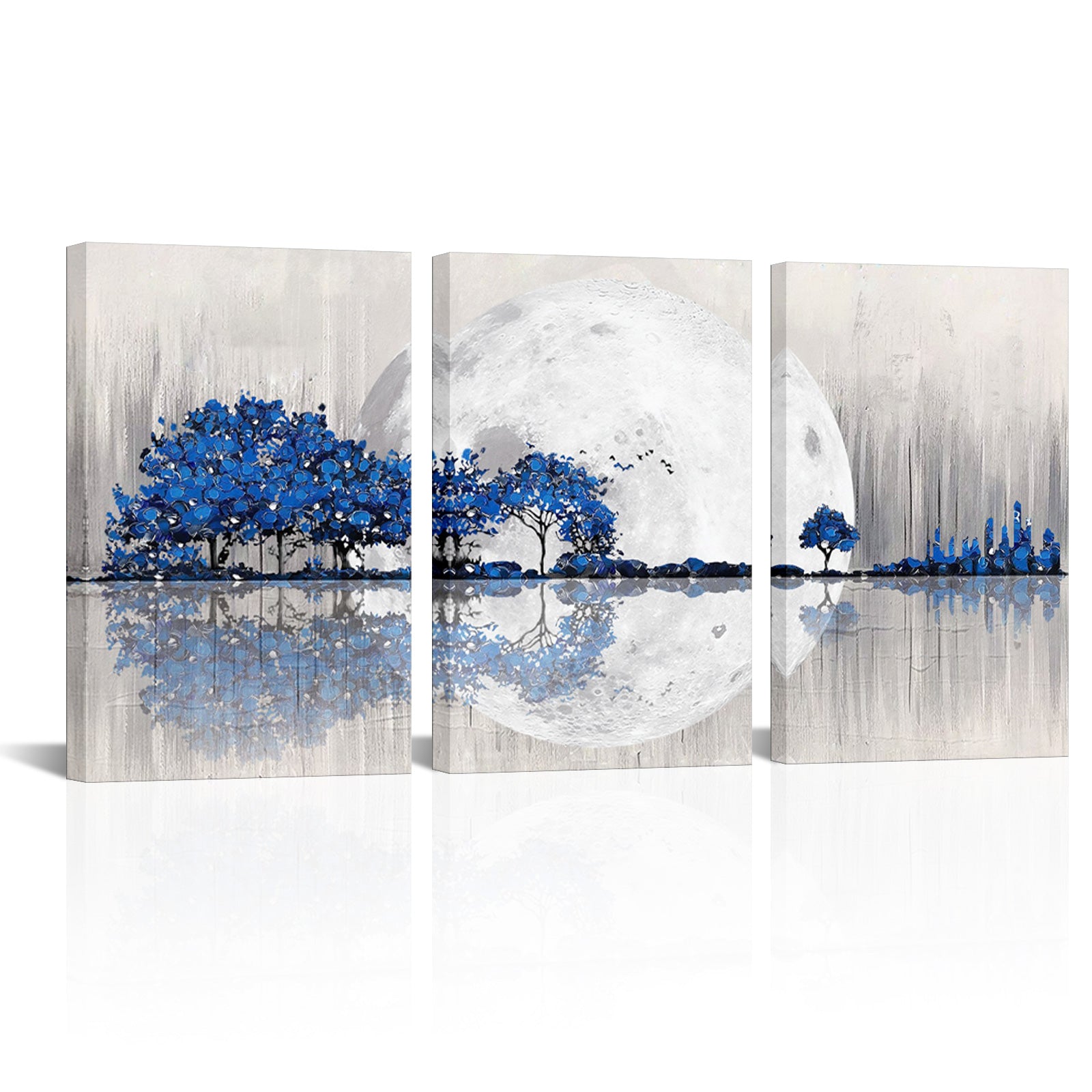 Triptych mountains and rivers modern canvas wall art