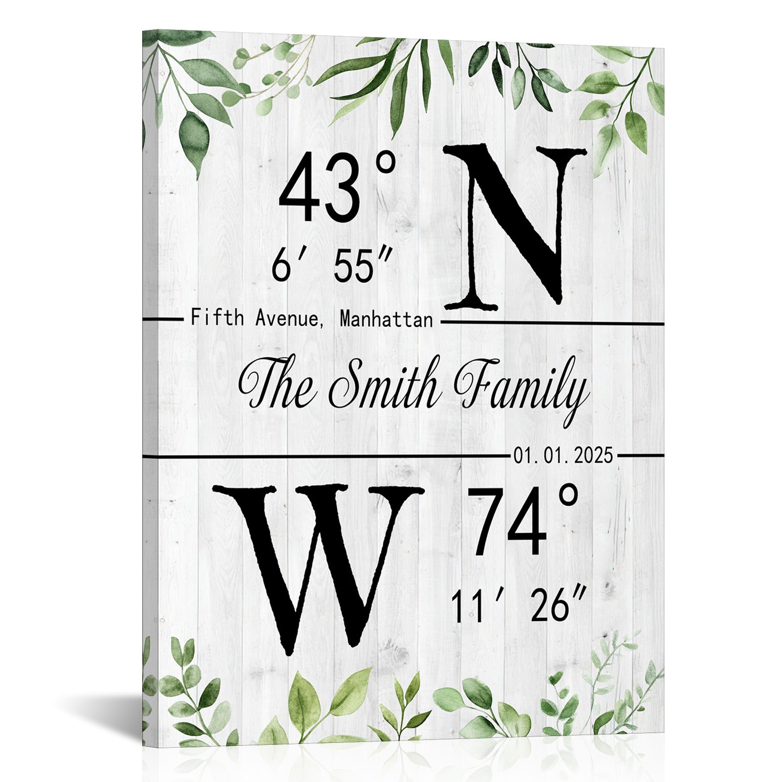 Custom Family Name Family Coordinates Canvas Print