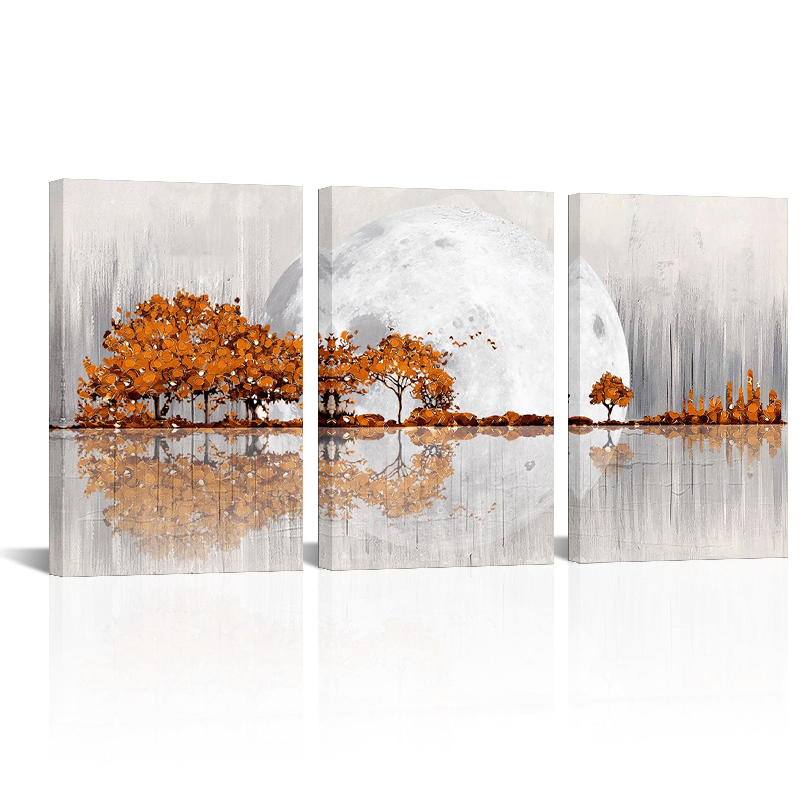 Triptych mountains and rivers modern canvas wall art