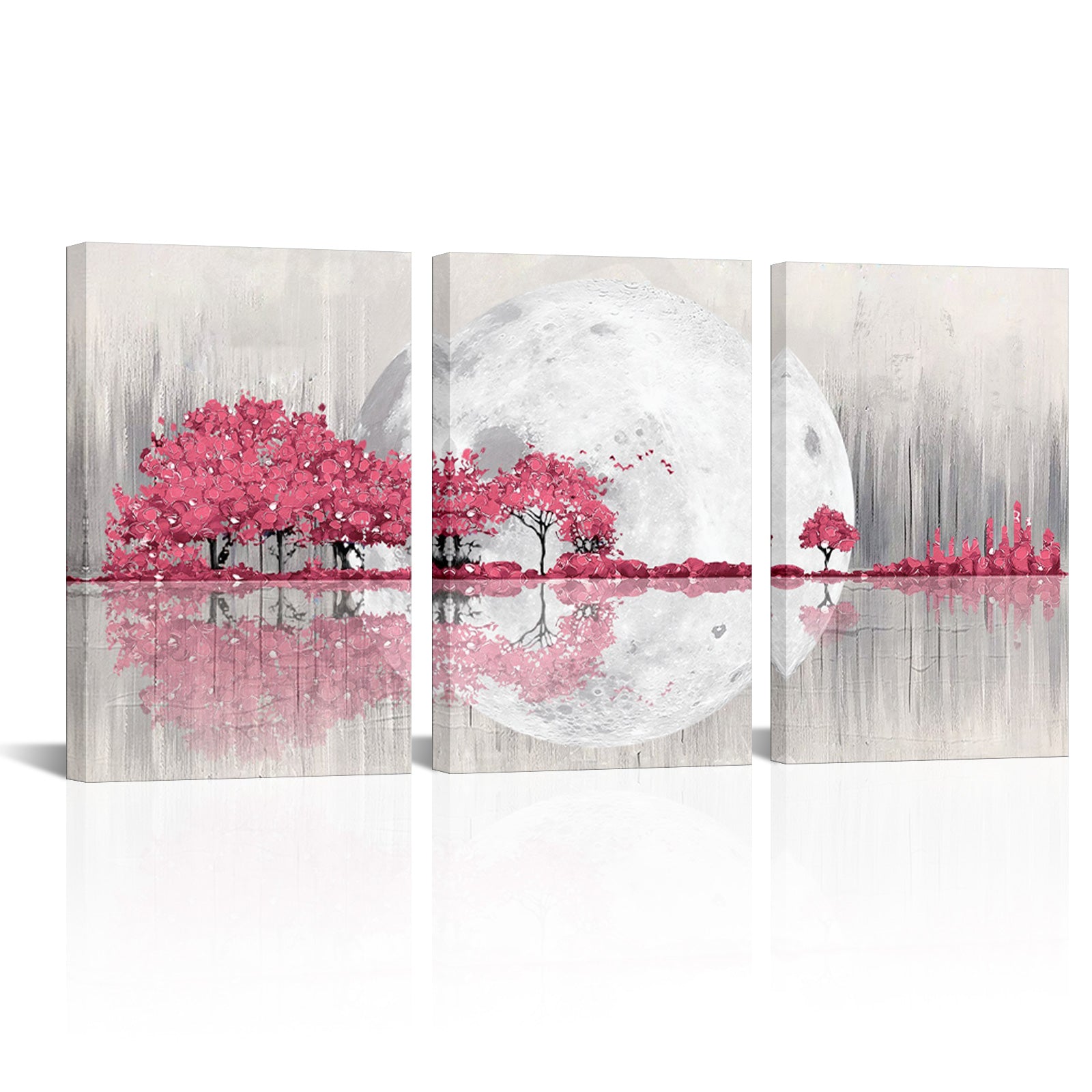 Triptych mountains and rivers modern canvas wall art