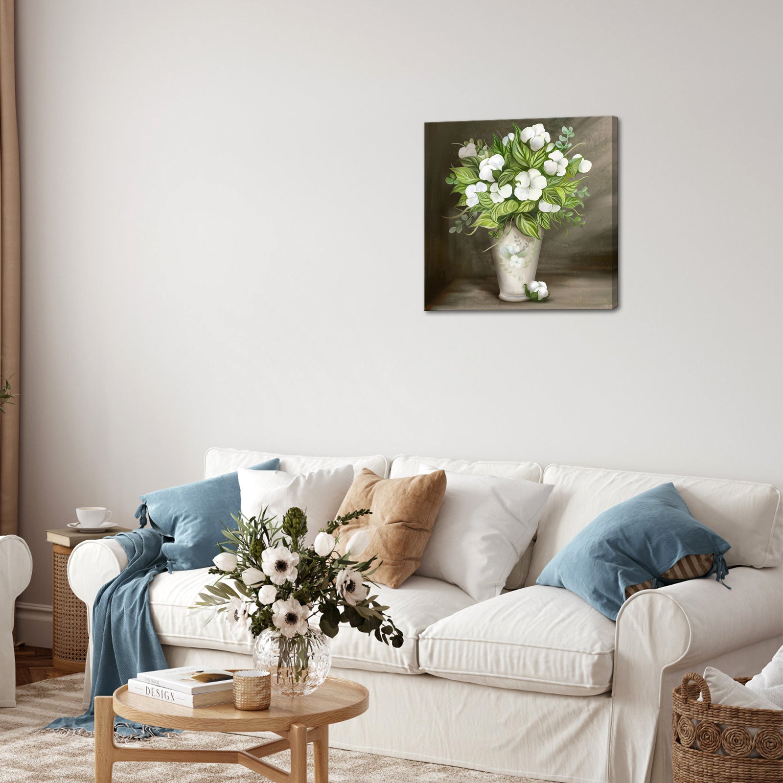 square white cotton flowers personalized collage canvas