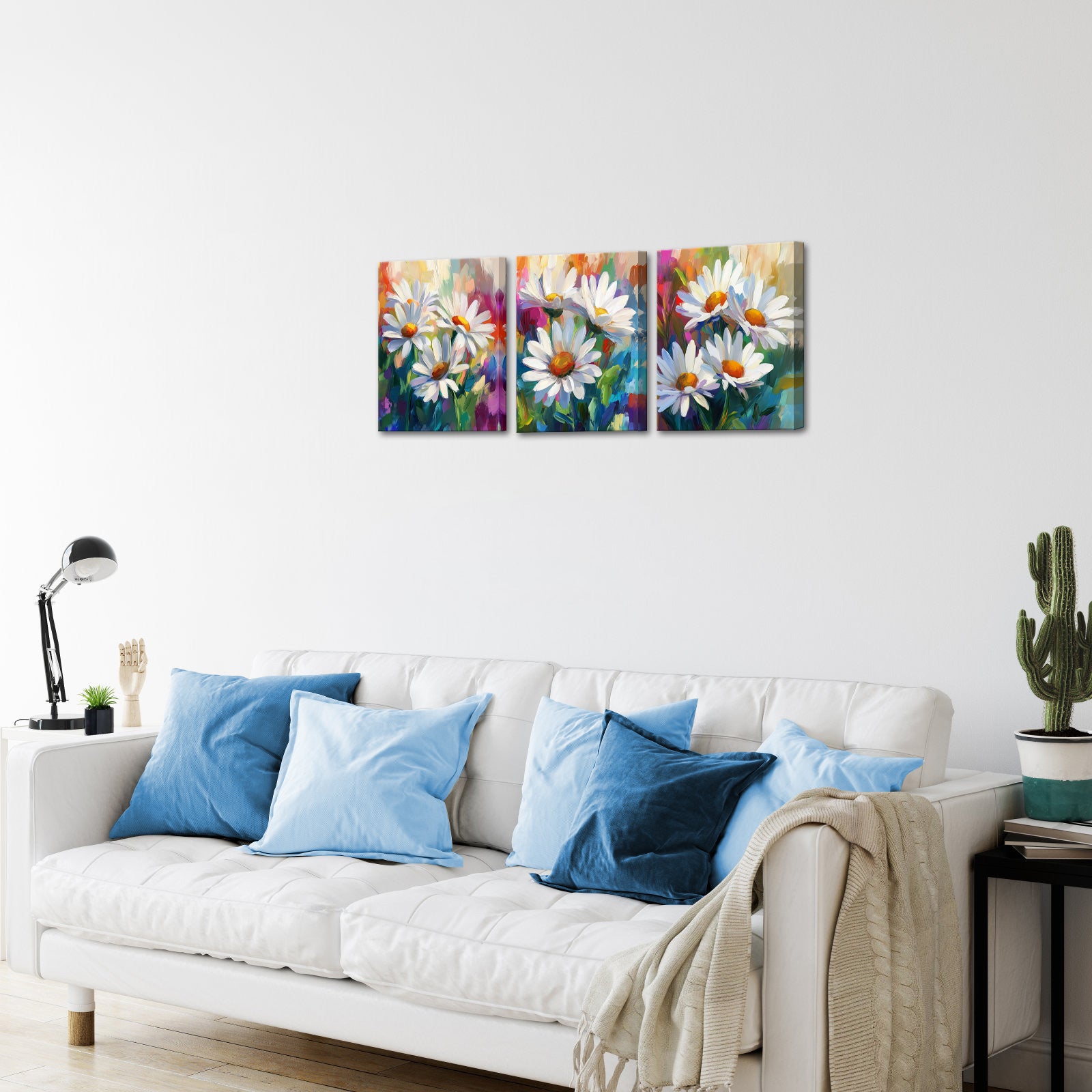 White Daisies On Colorful Background