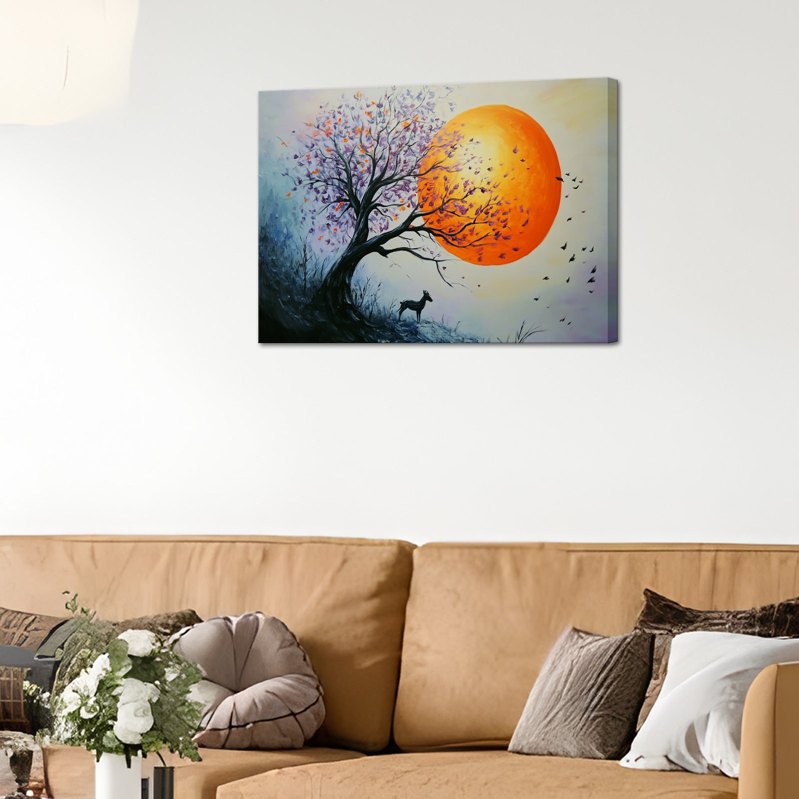 Trees And Deer Under The Sun