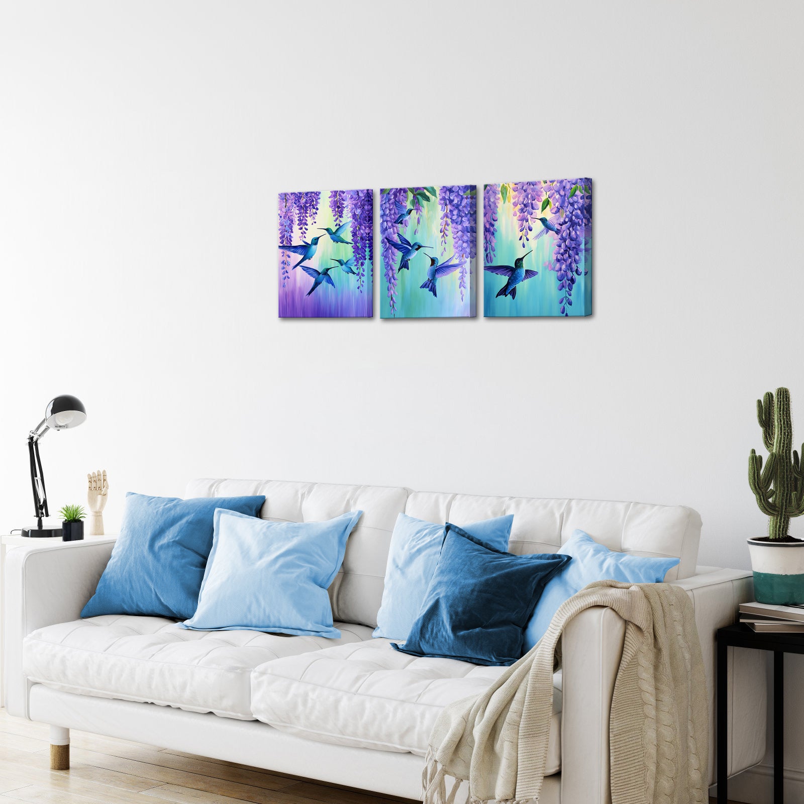 Hummingbirds Flit Amidst Wisteria Flowers