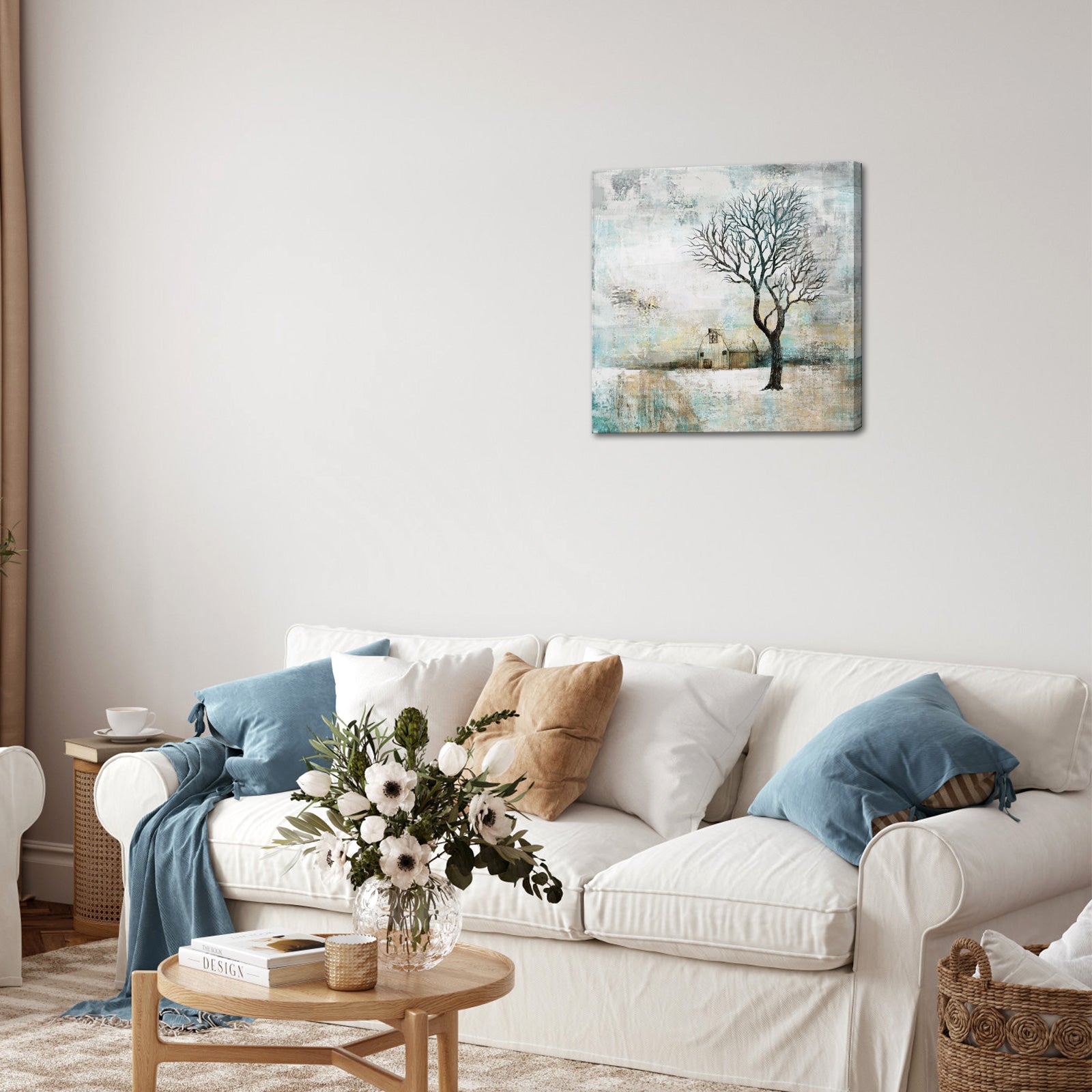 Tranquil Farmhouse 8x8 inches square rental room wall decoration