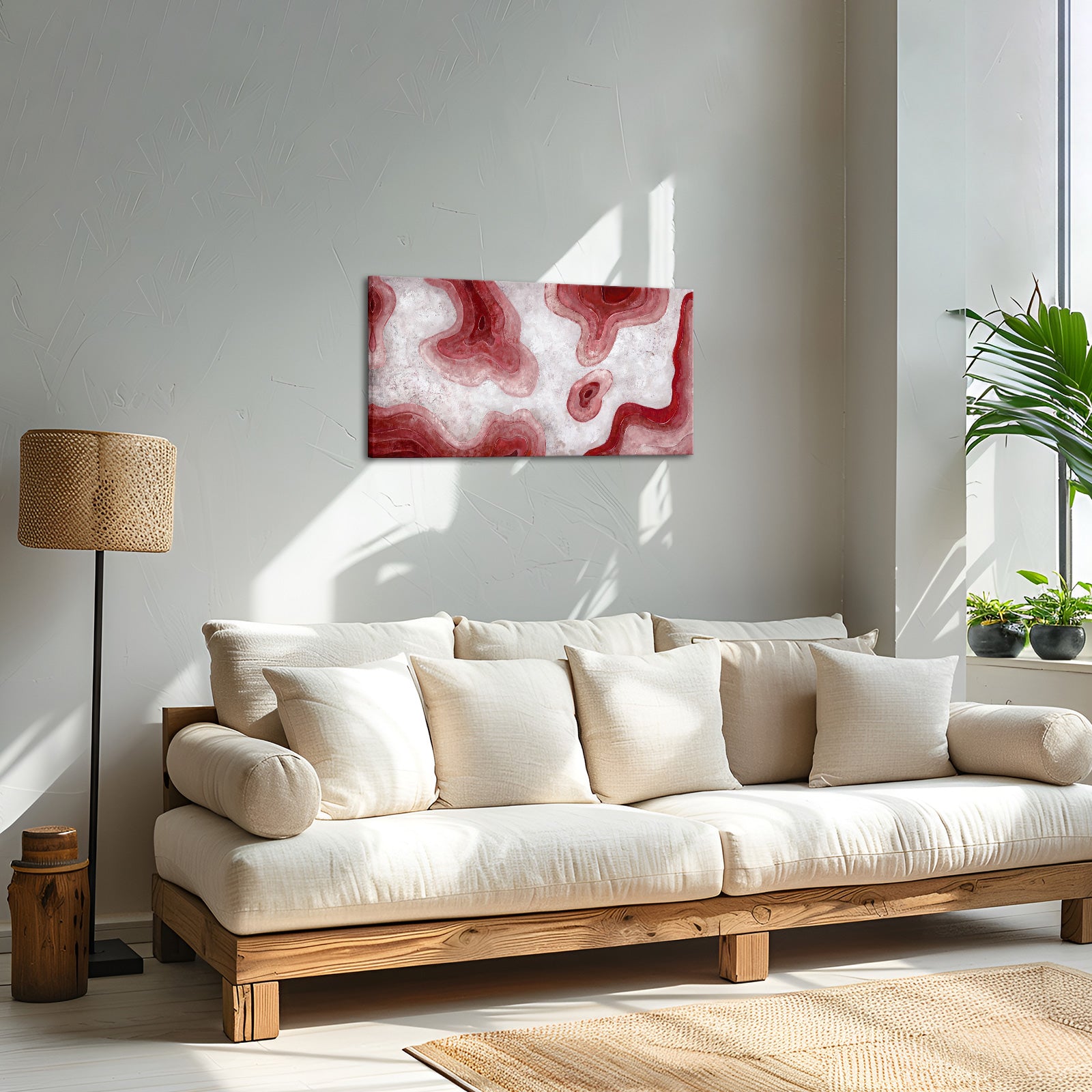 red abstract canvas wall art