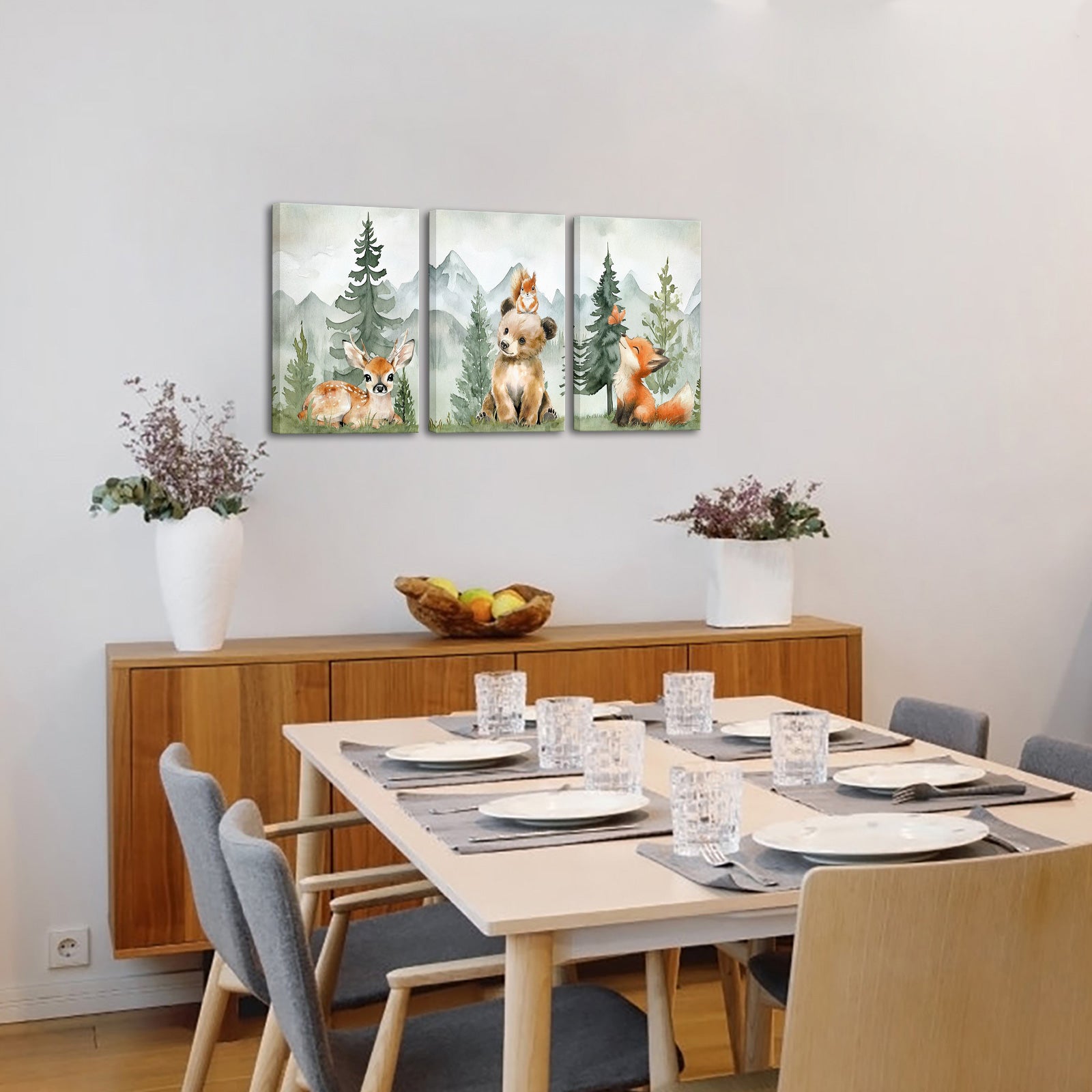 High quality canvas painting forest animals wall art multiple pieces