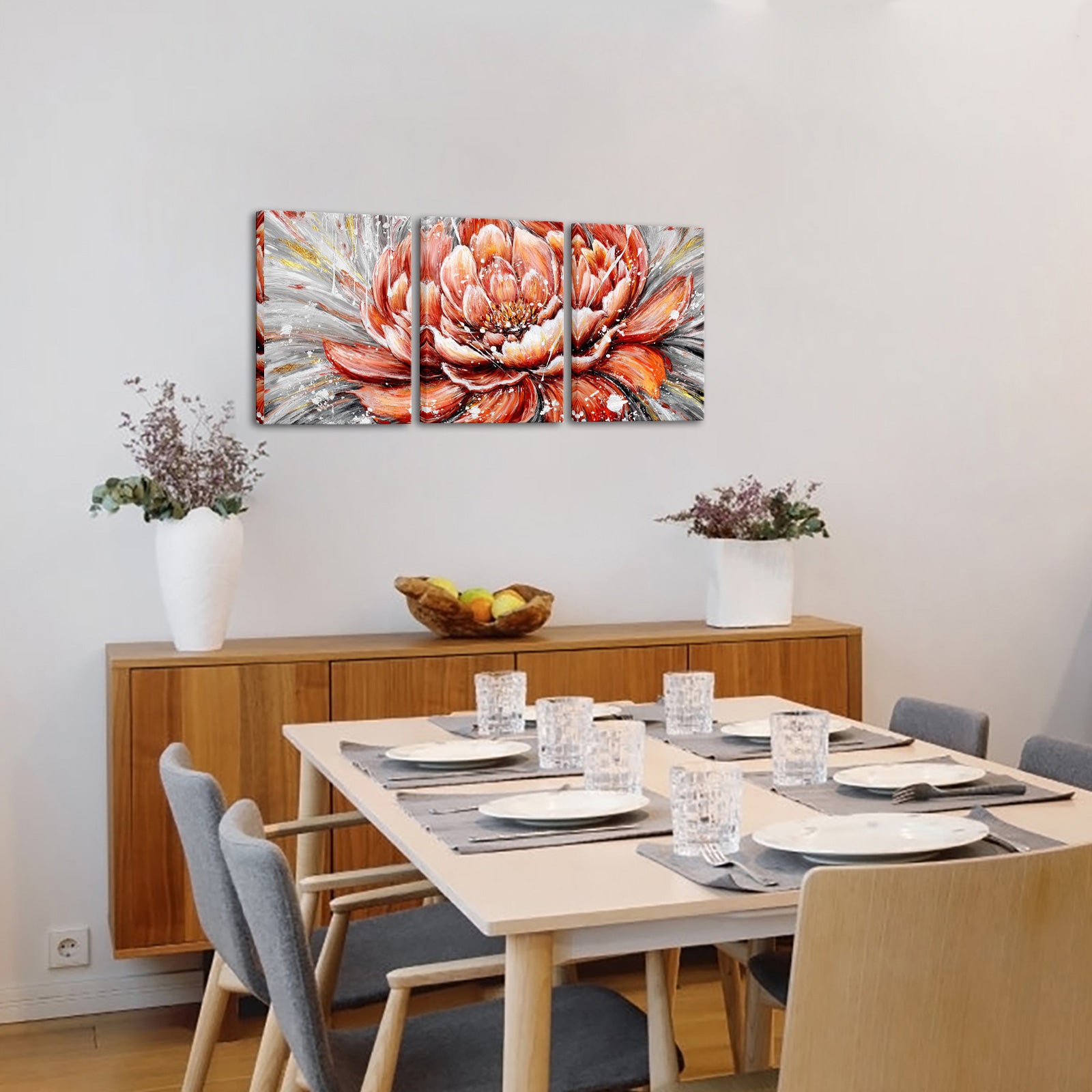 Triptych Peony Blooms canvas prints online