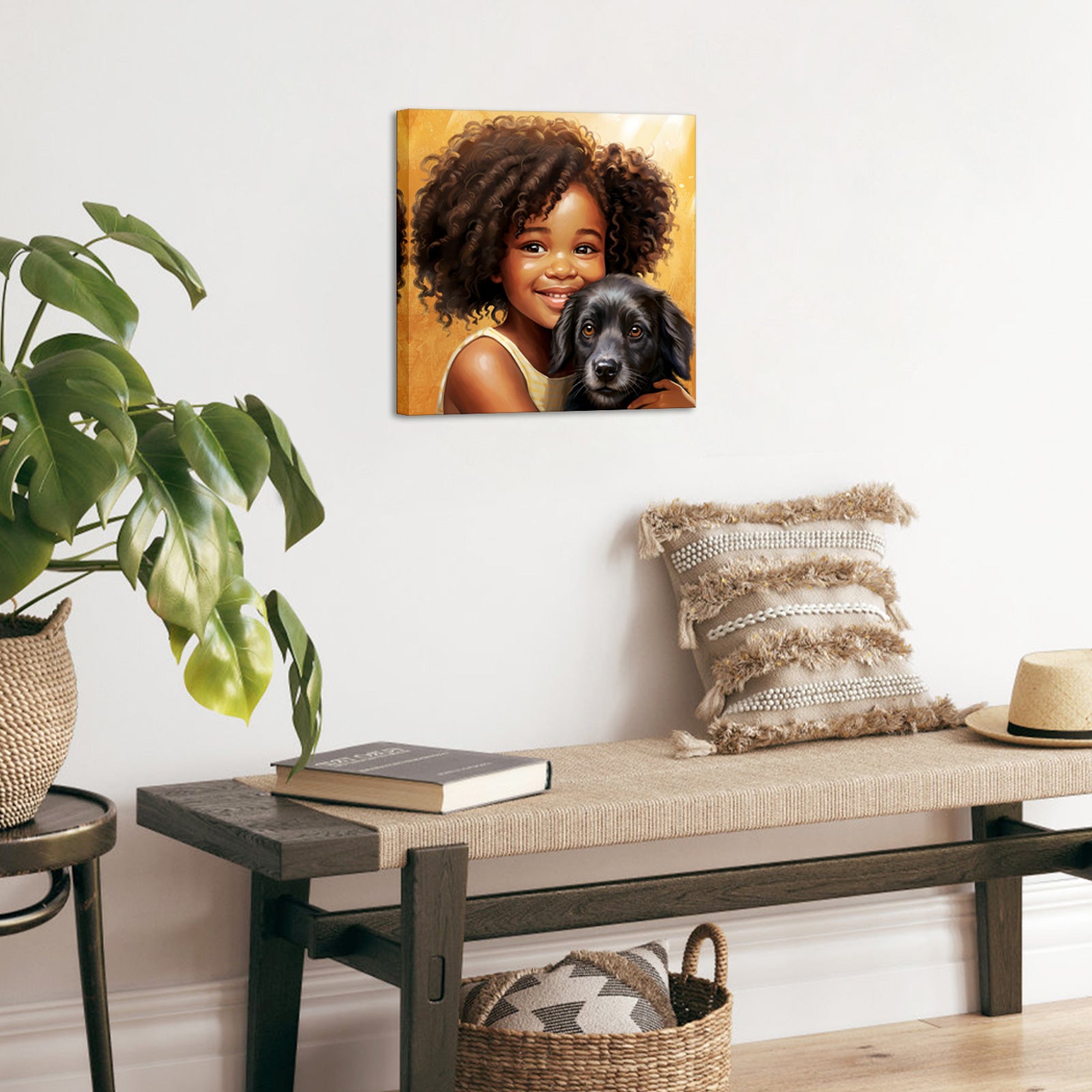 Young Girl Embraces Dog Companion