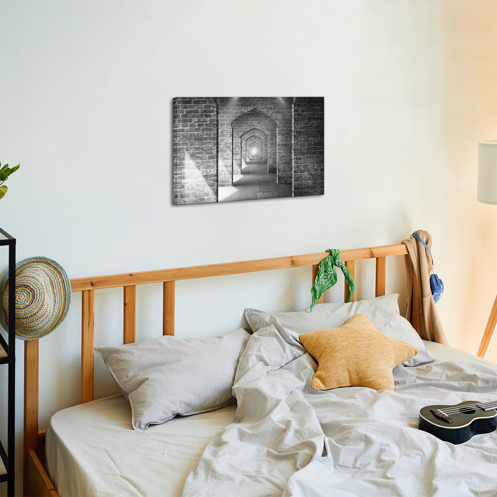 Black and white corridor endless canvas print art wall decor