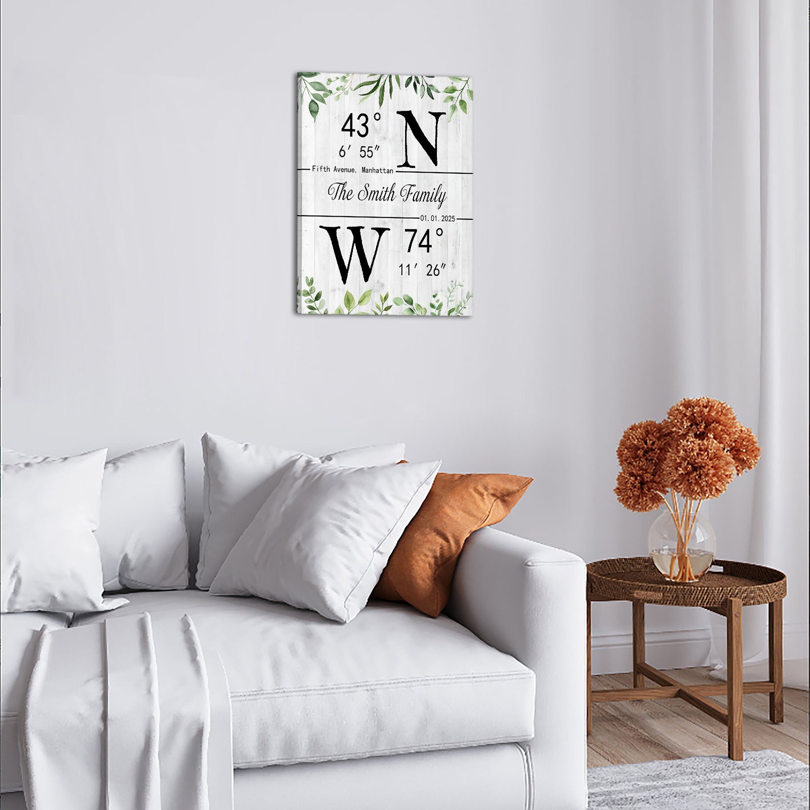 Custom Family Name Family Coordinates Canvas Print