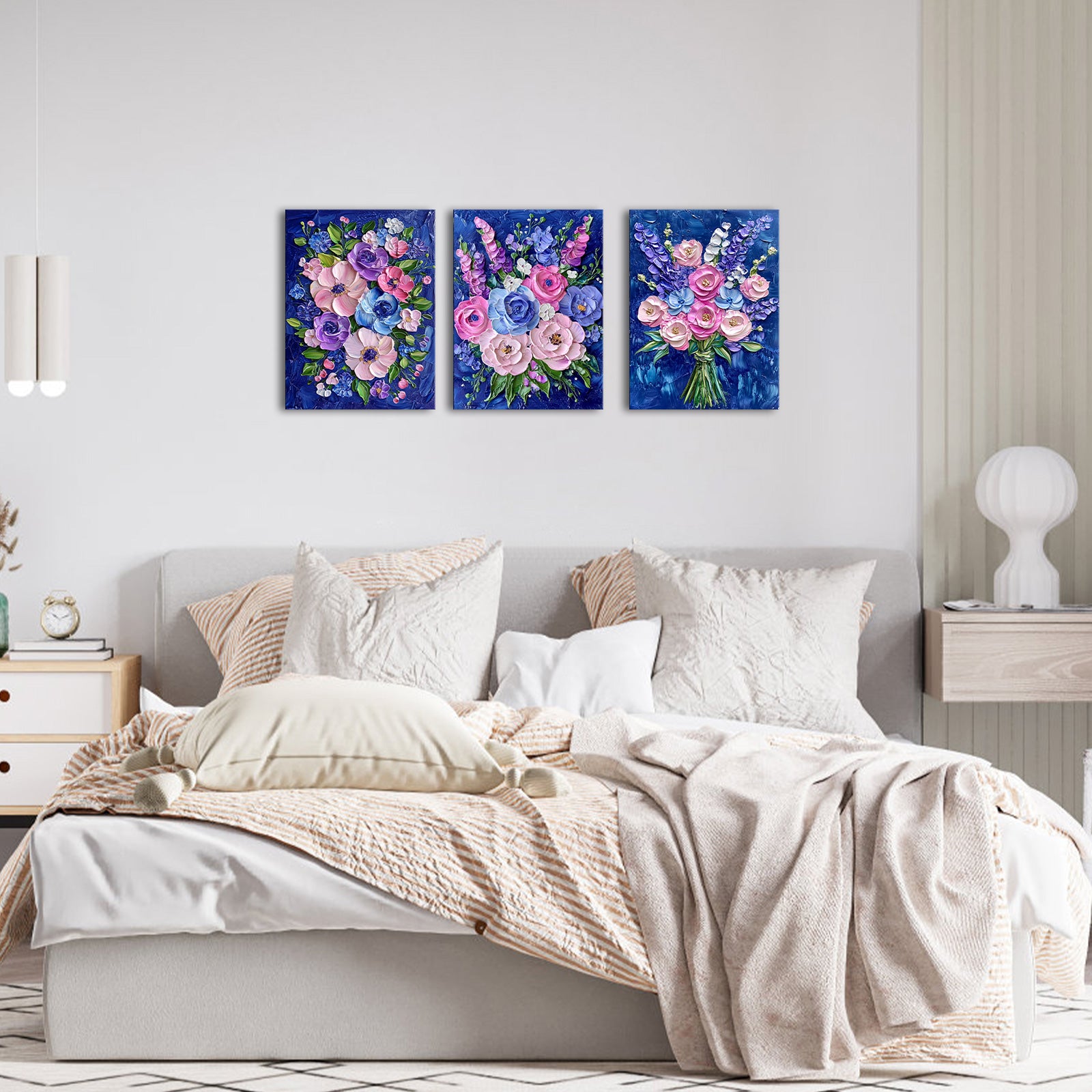 Colorful Bouquet Of Flowers On Blue Background