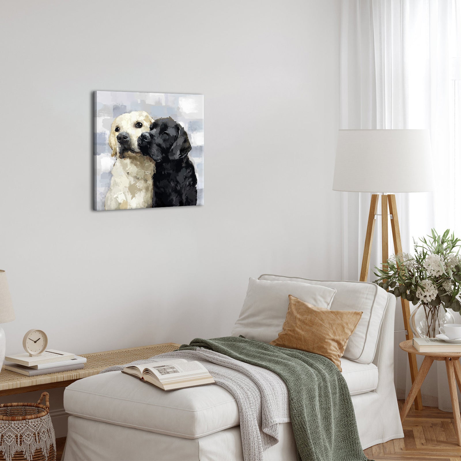 Black and white pet warm wall decoration canvas artwork