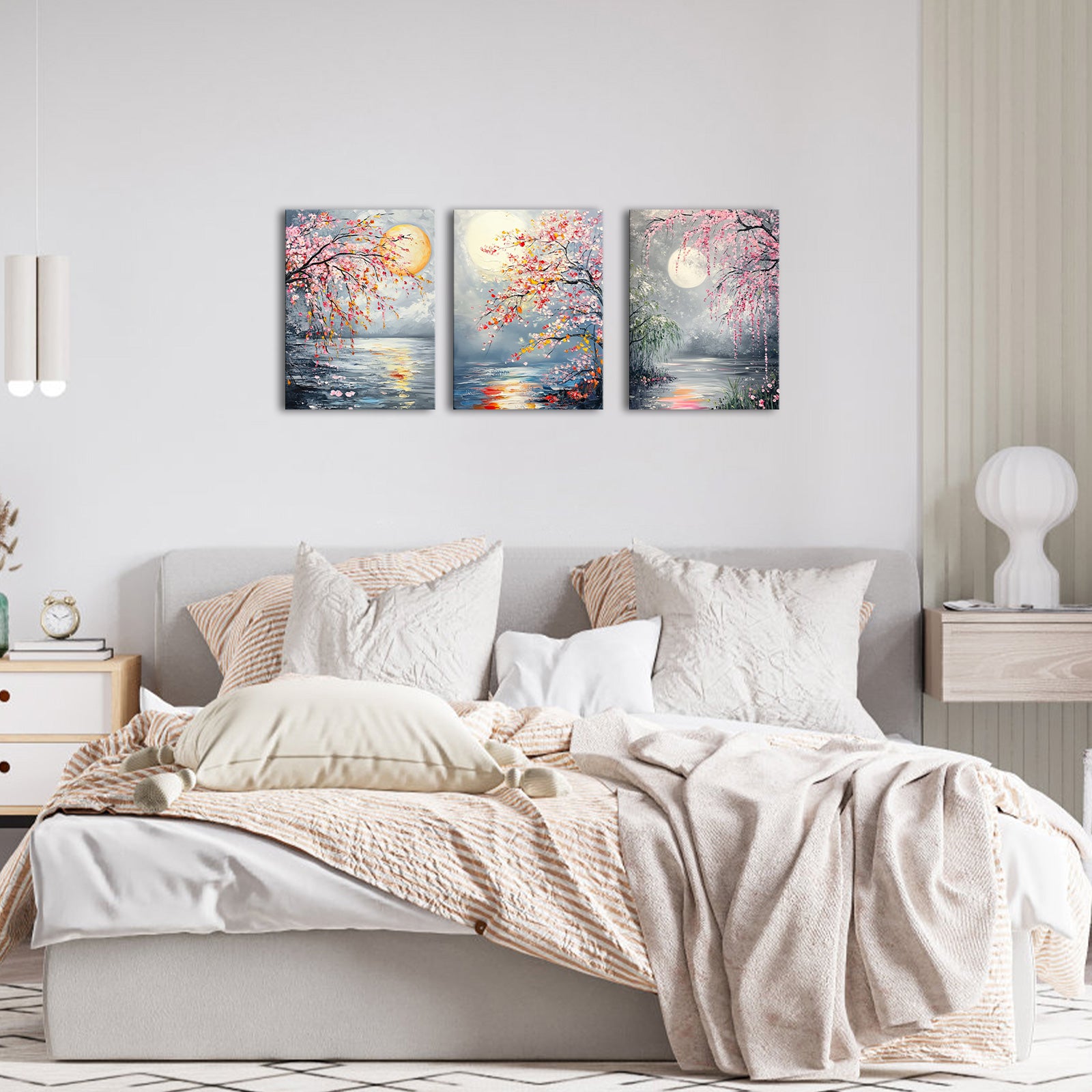 Cherry Blossoms Lake Moon