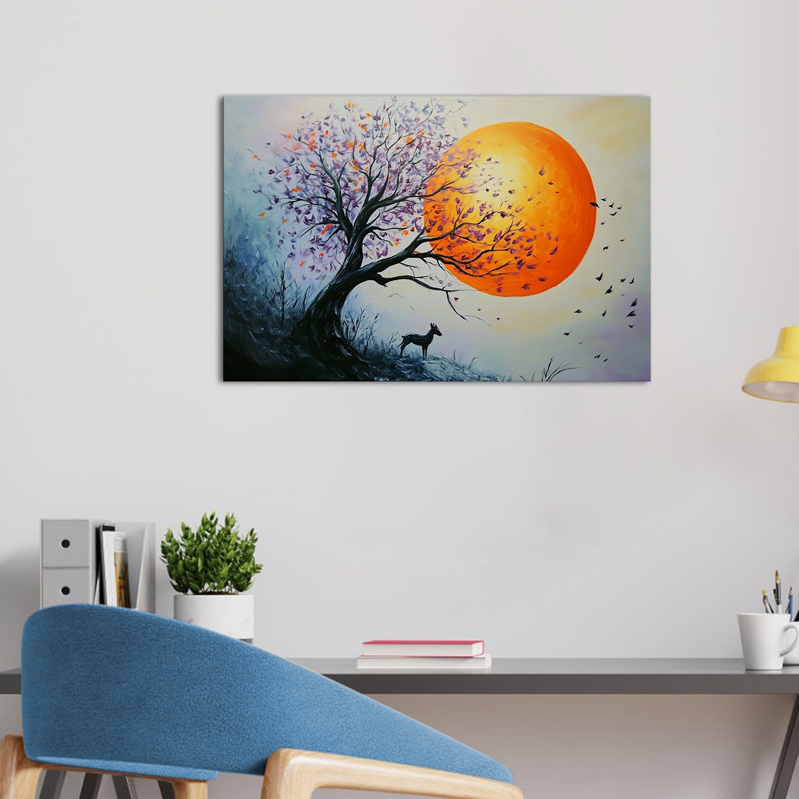 Trees And Deer Under The Sun