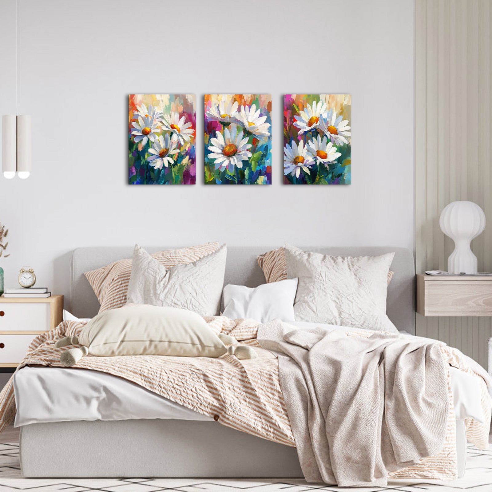 White Daisies On Colorful Background