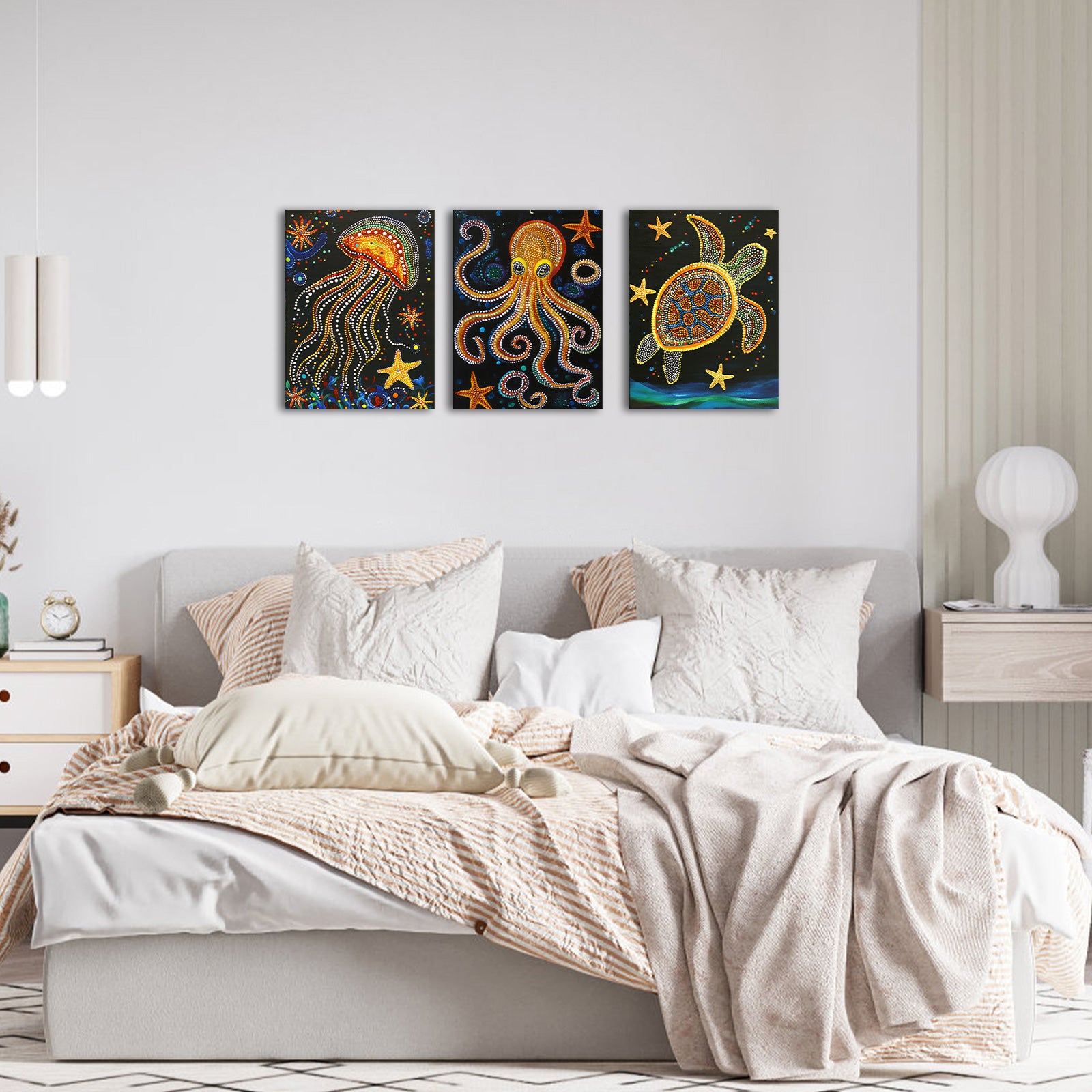 Jellyfish Octopus Turtle Dot Art Style