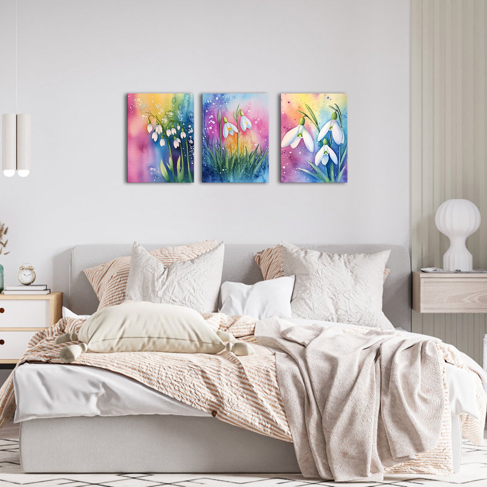Snowdrops On Colorful Background