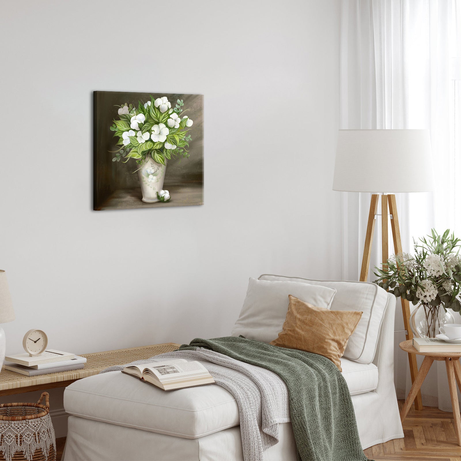 square white cotton flowers personalized collage canvas