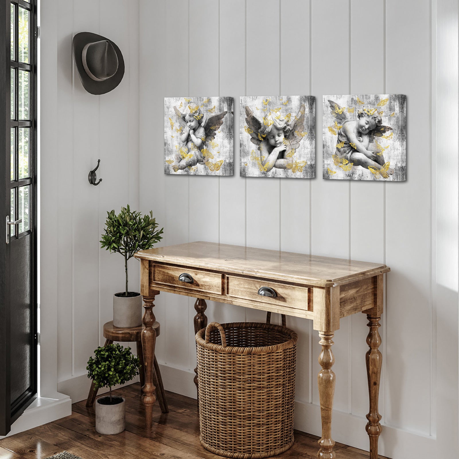 Golden Butterflies Surround The Little Angel