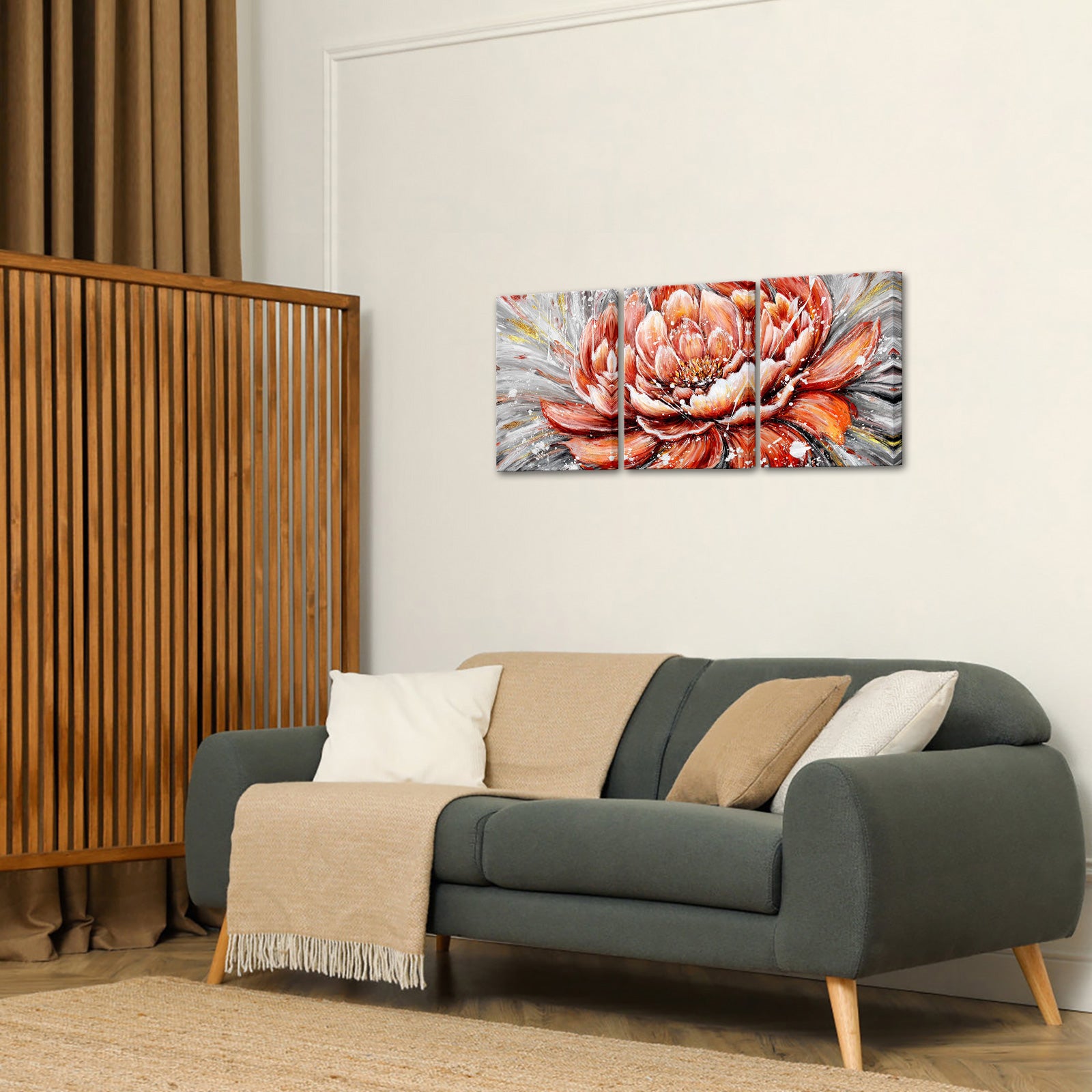 Triptych Peony Blooms canvas prints online