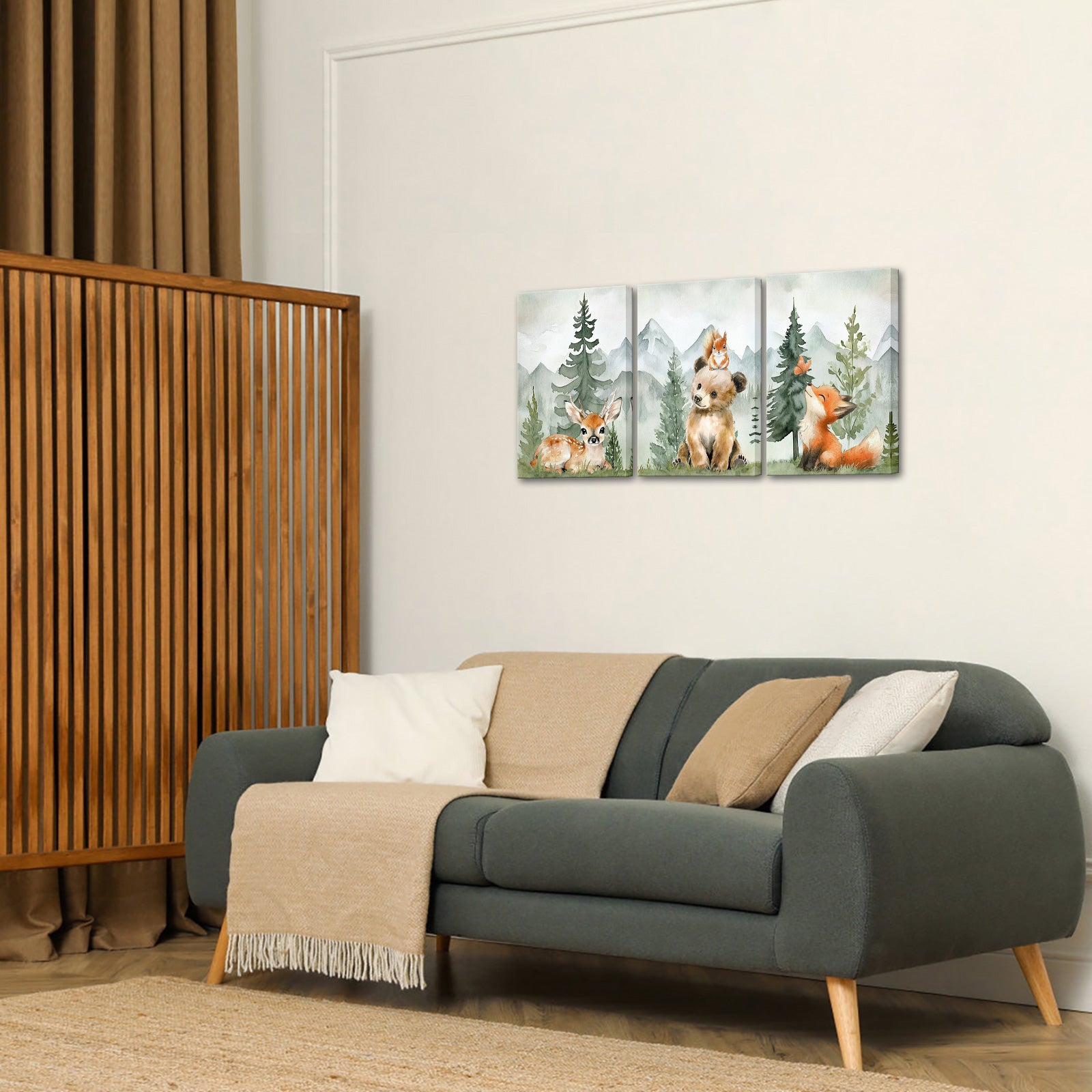 High quality canvas painting forest animals wall art multiple pieces