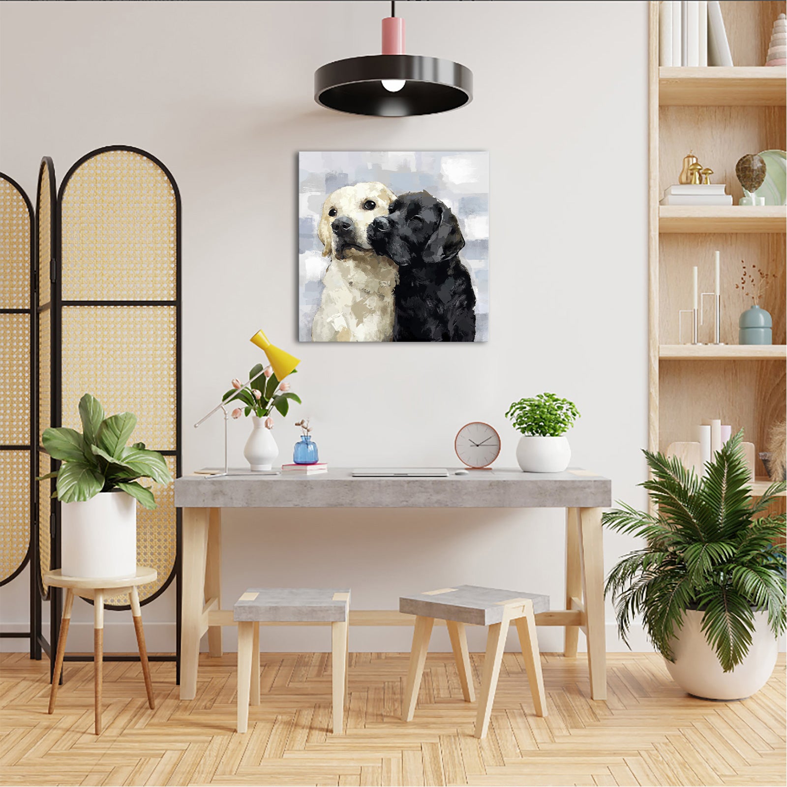 Black and white pet warm wall decoration canvas artwork