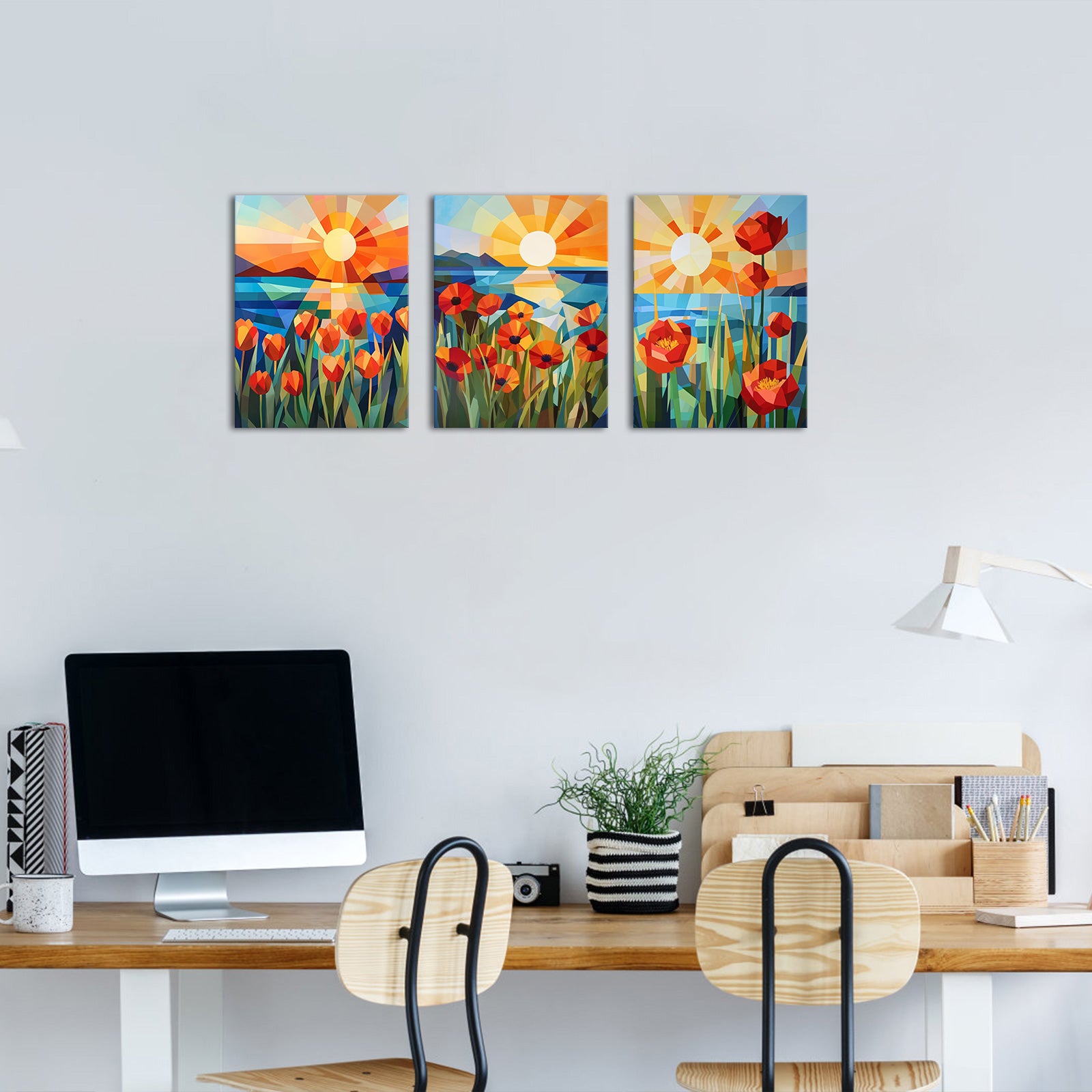 Geometrically Rendered Poppies Tulips