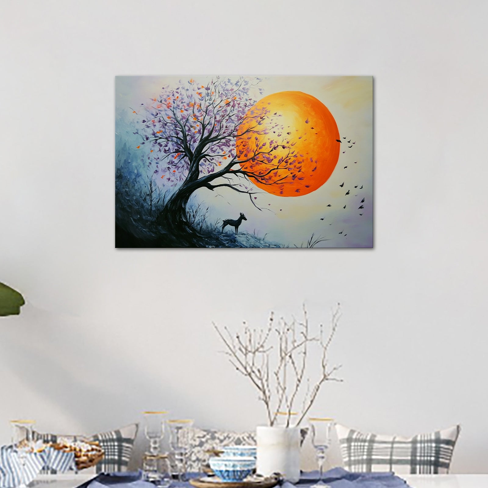 Trees And Deer Under The Sun