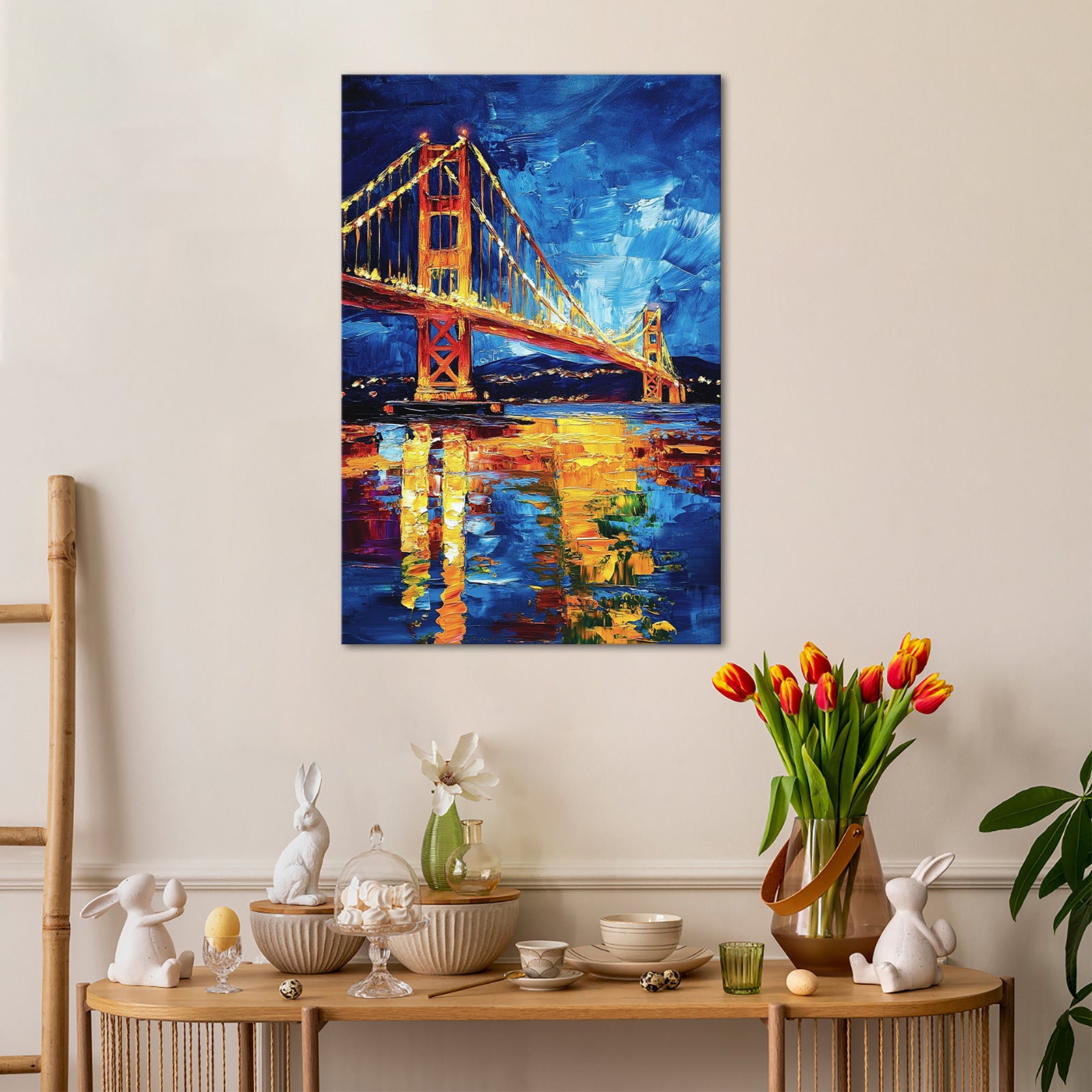 Abstract Golden Gate Bridge At Night