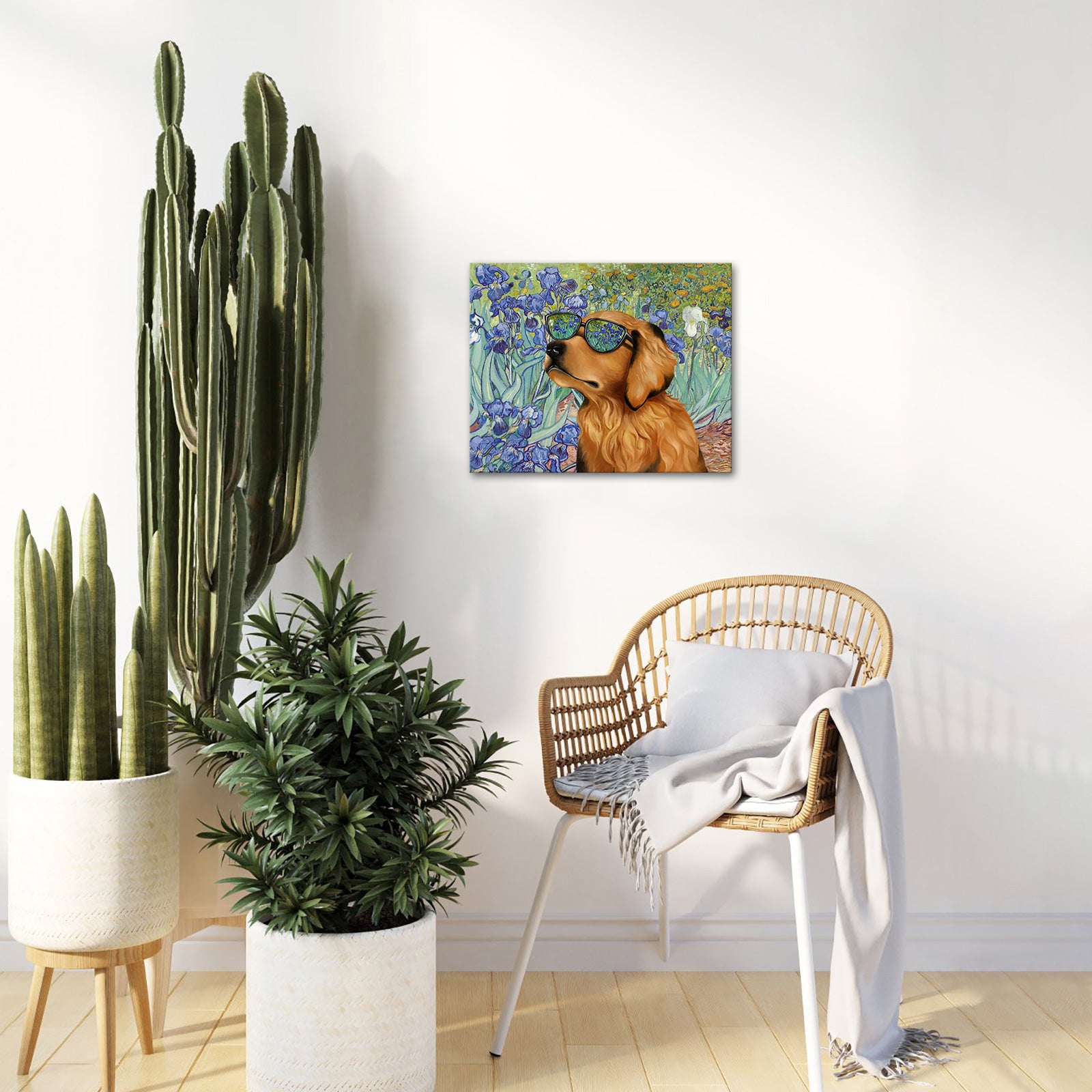 Sunglasses Golden Retriever Love Dog Home Decor Painting Wall Canvas Beautiful Prints