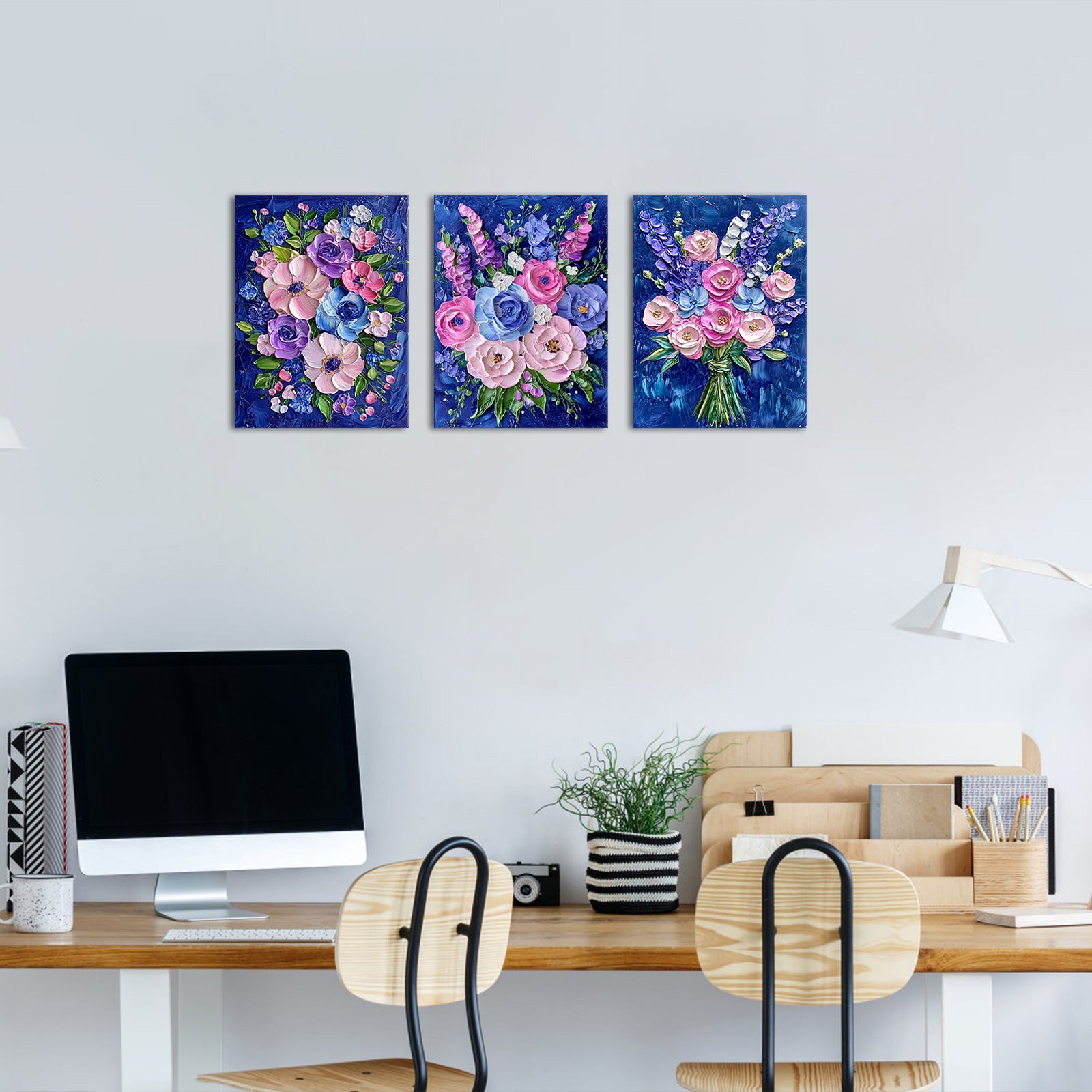 Colorful Bouquet Of Flowers On Blue Background