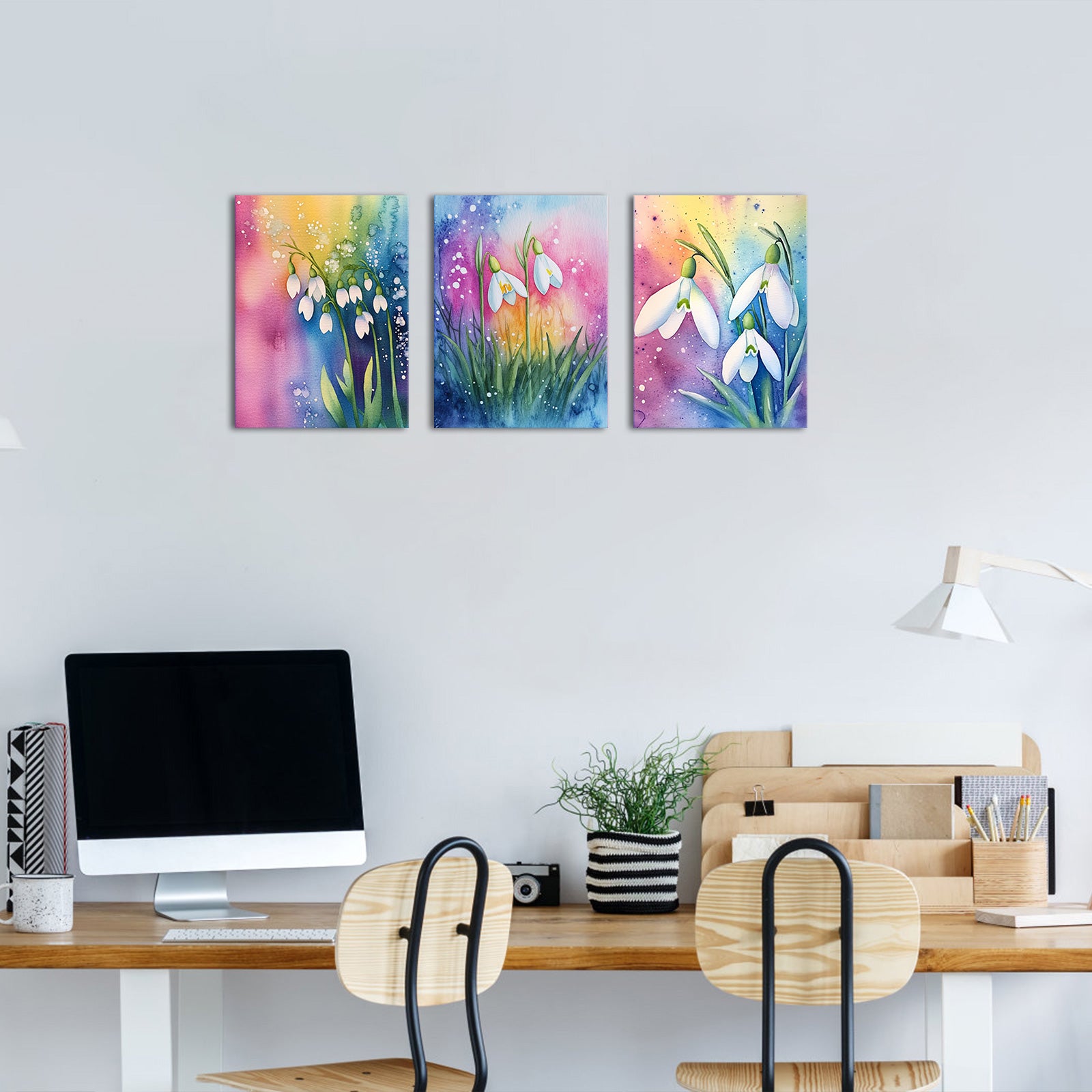 Snowdrops On Colorful Background