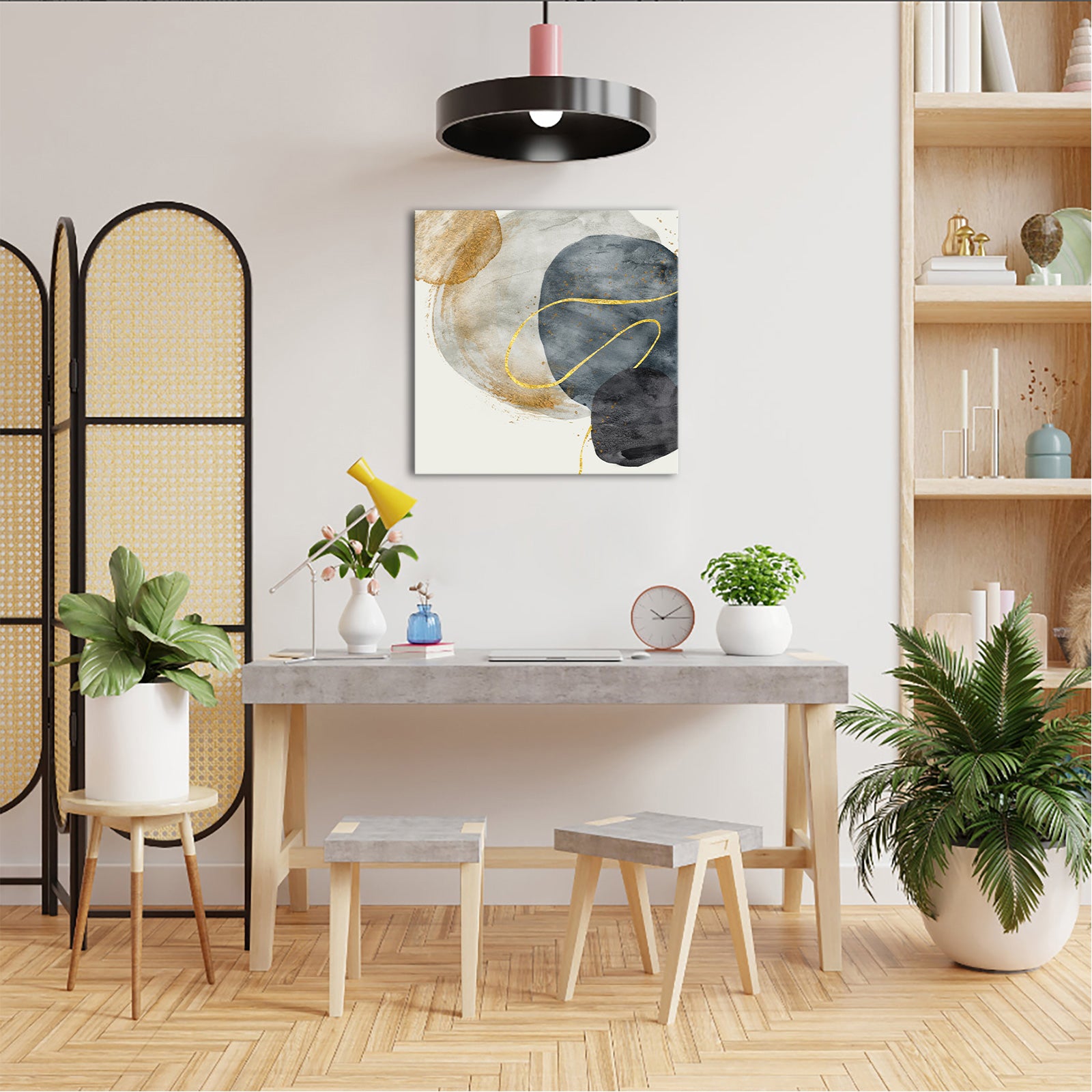 Abstract Circle Rectangle decorative art home line art