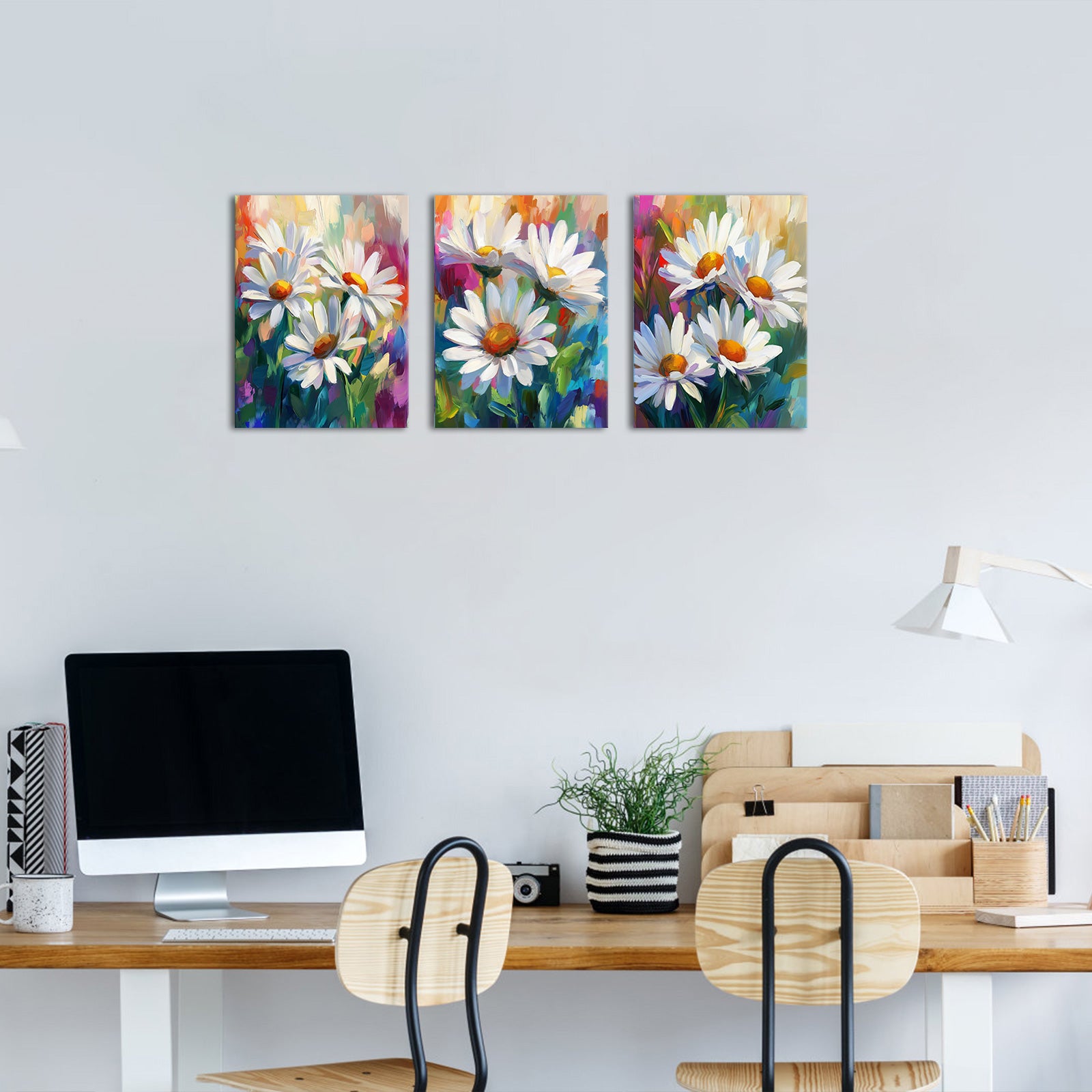 White Daisies On Colorful Background