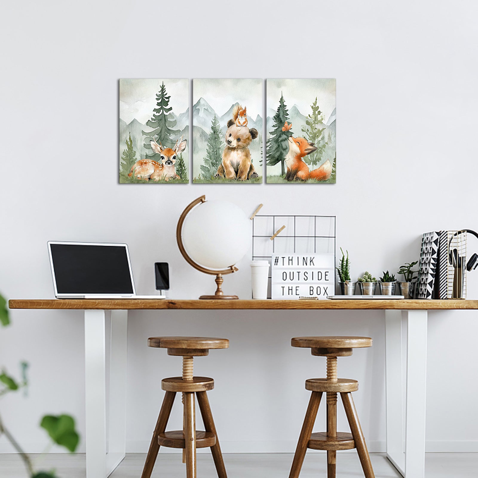 High quality canvas painting forest animals wall art multiple pieces