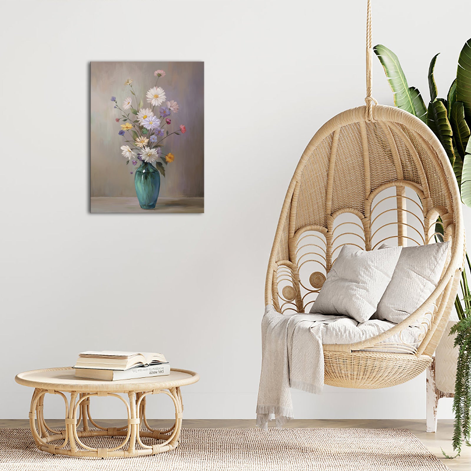 Teal Vase Flowers purchase canvas prints for wall decor