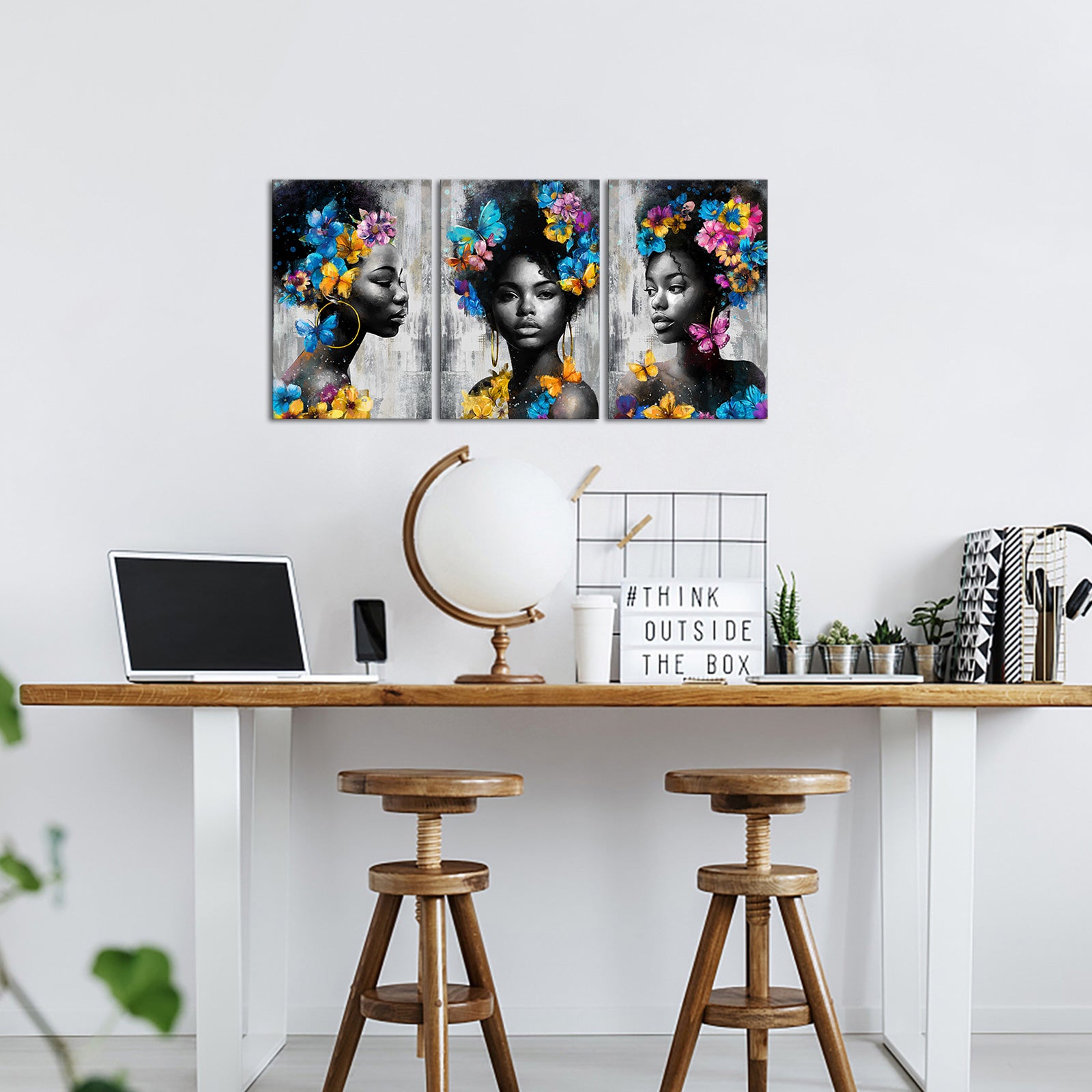 Woman With Flowers And Butterflies