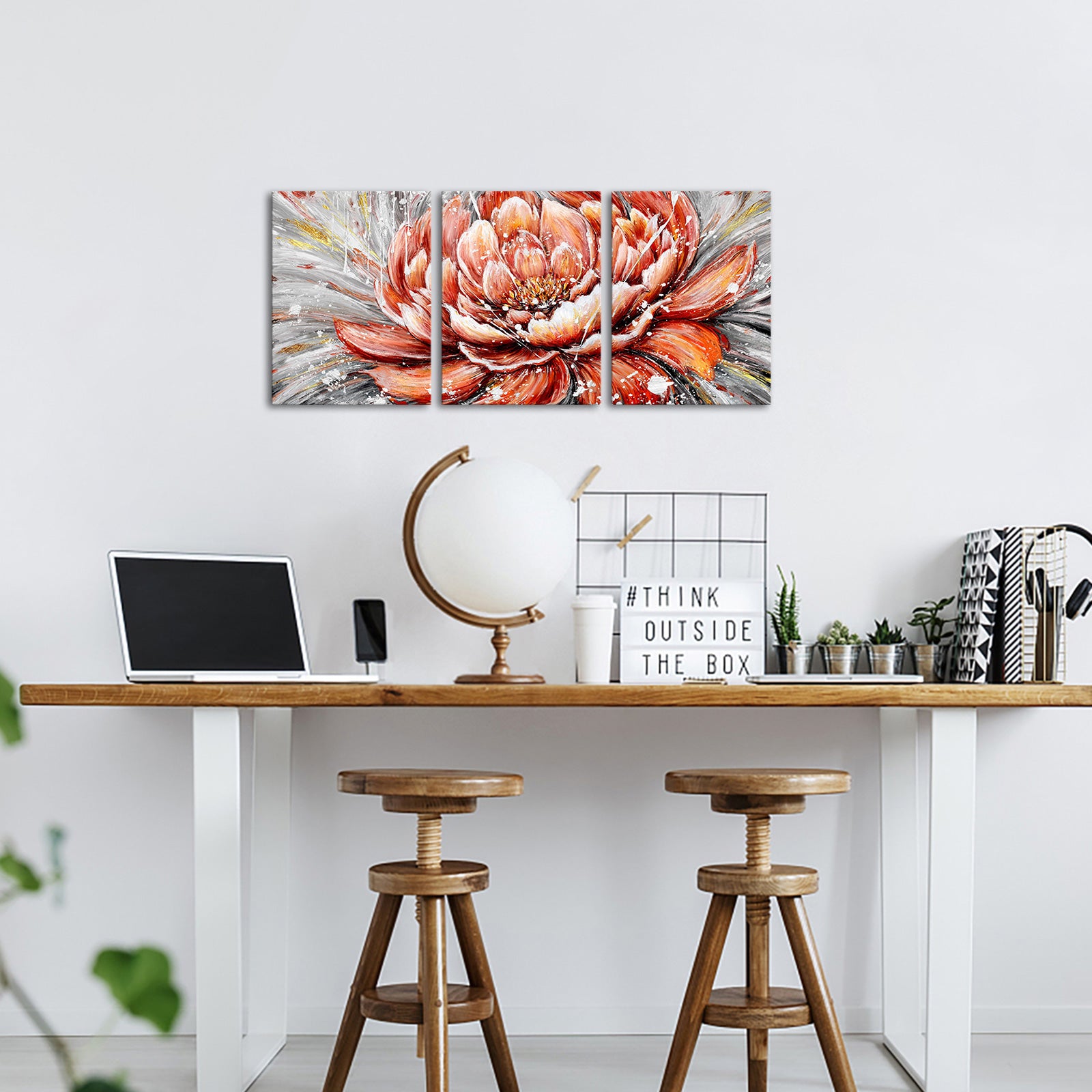 Triptych Peony Blooms canvas prints online