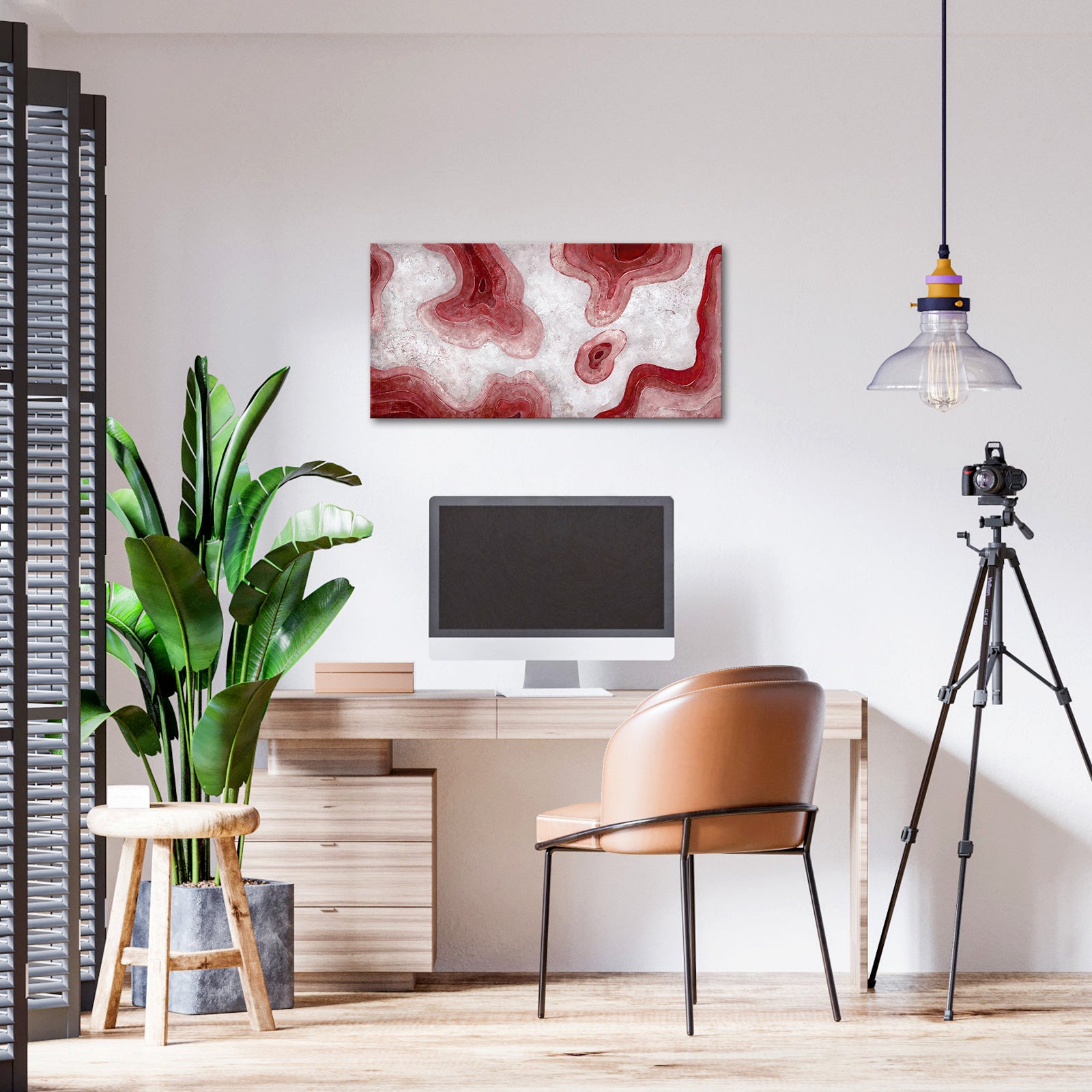 red abstract canvas wall art