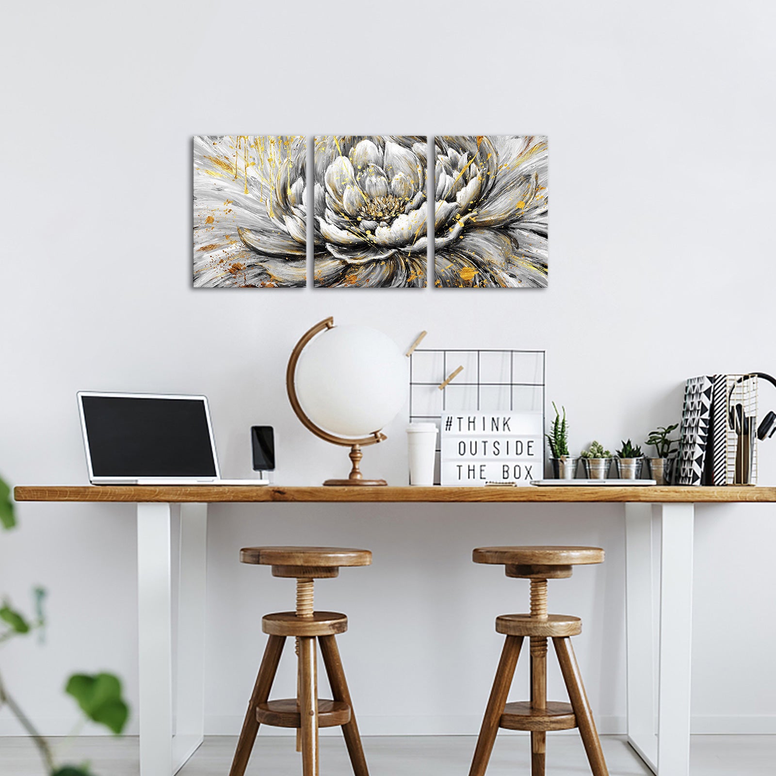 Triptych Peony Blooms canvas prints online