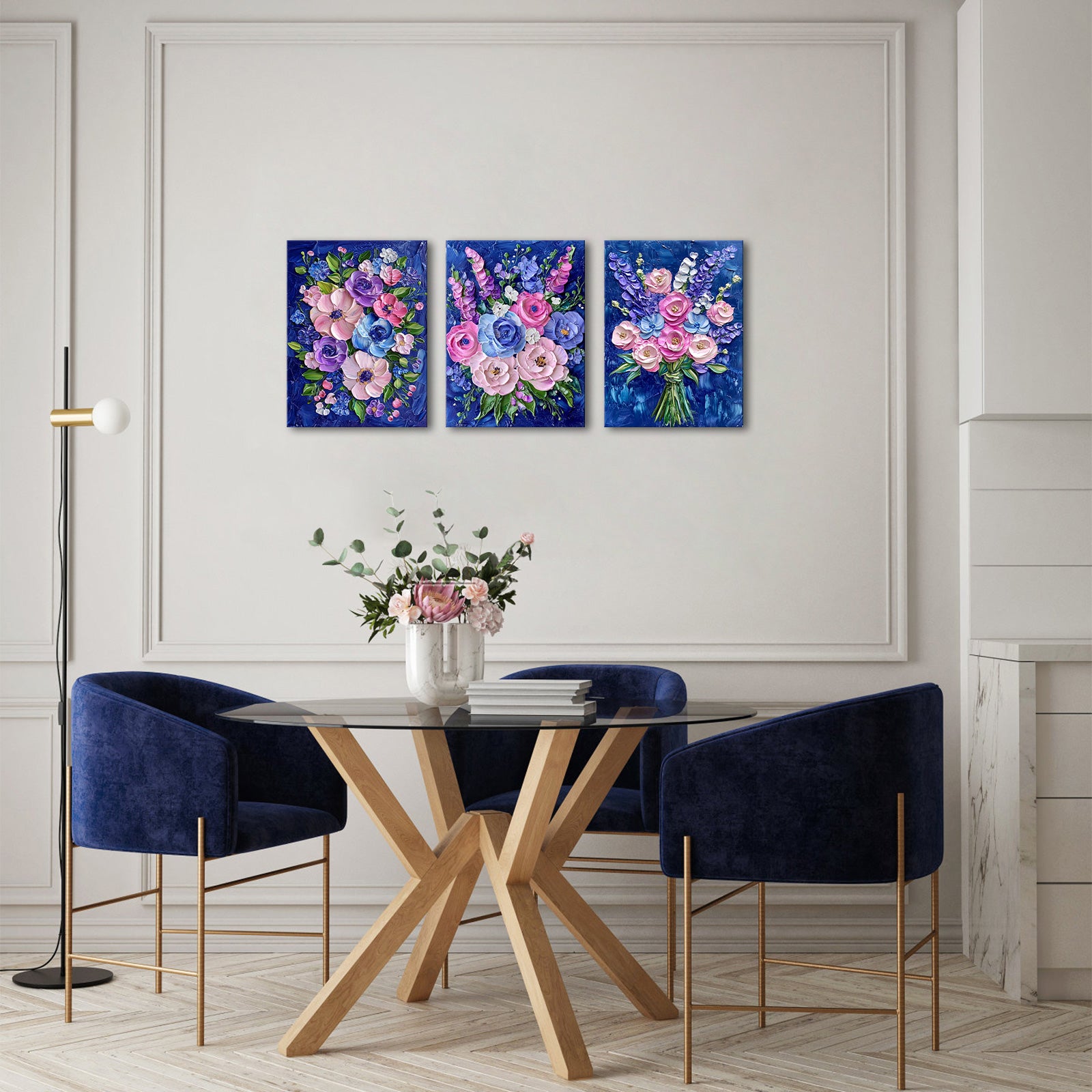 Colorful Bouquet Of Flowers On Blue Background