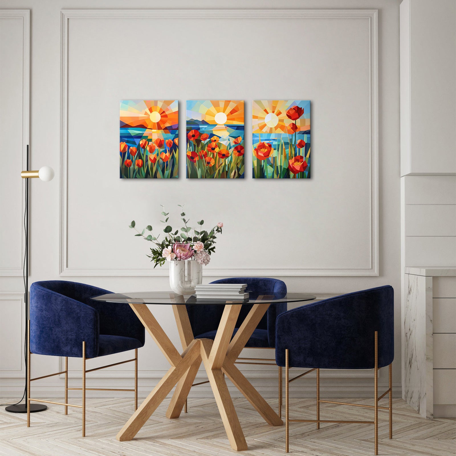 Geometrically Rendered Poppies Tulips