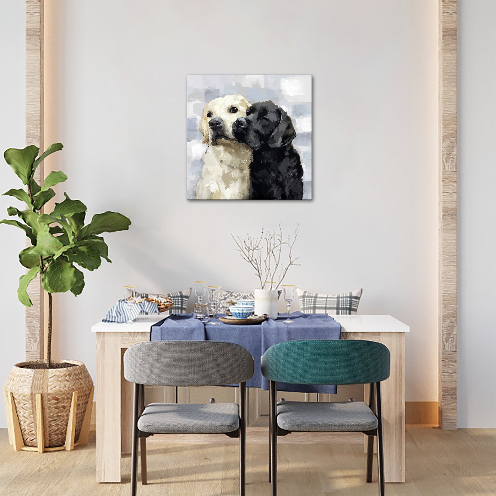 Black and white pet warm wall decoration canvas artwork