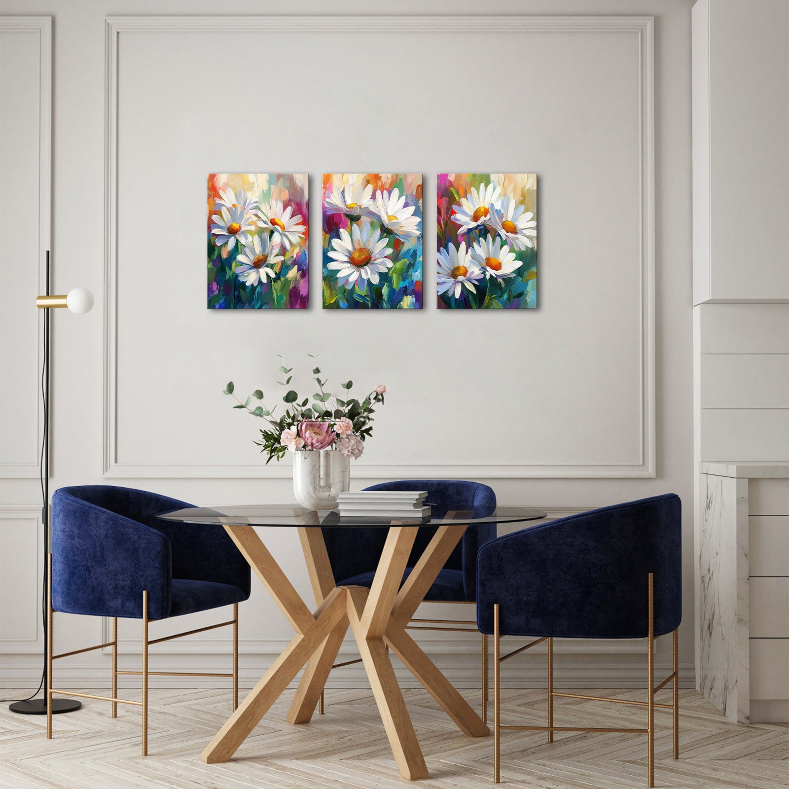 White Daisies On Colorful Background